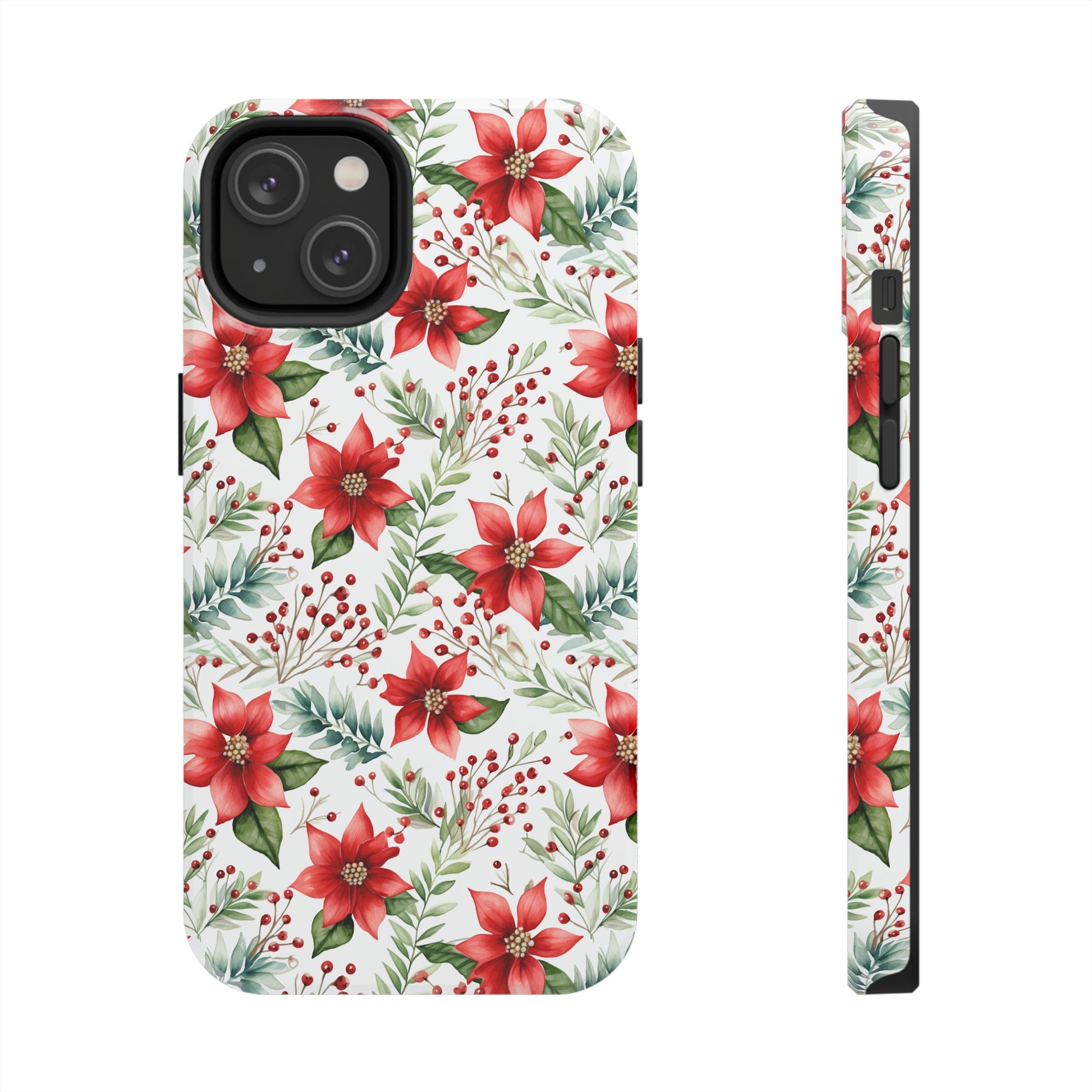 red christmas poinsettia iphone case