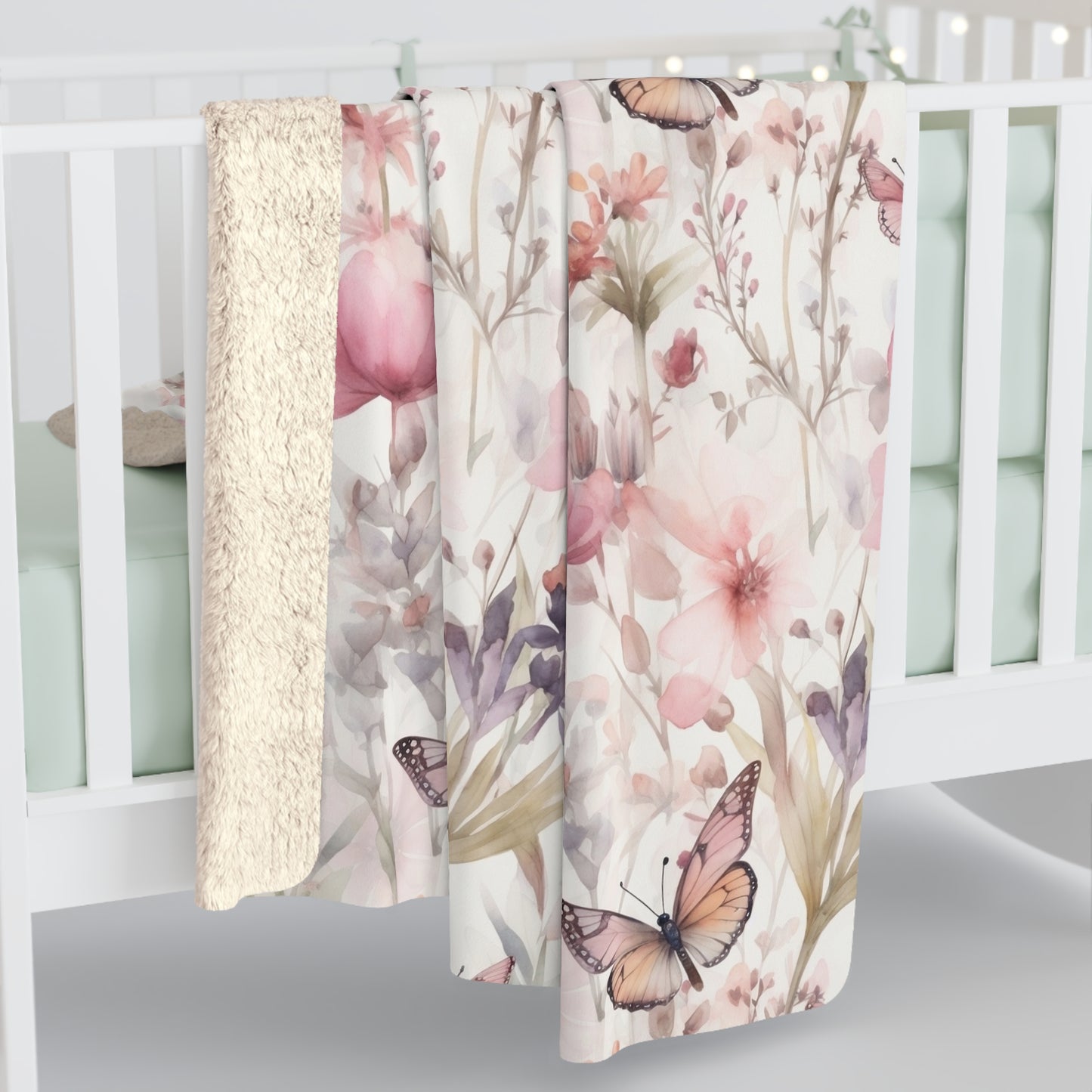 Girl's Butterfly Blanket / Pink Nursery Blanket
