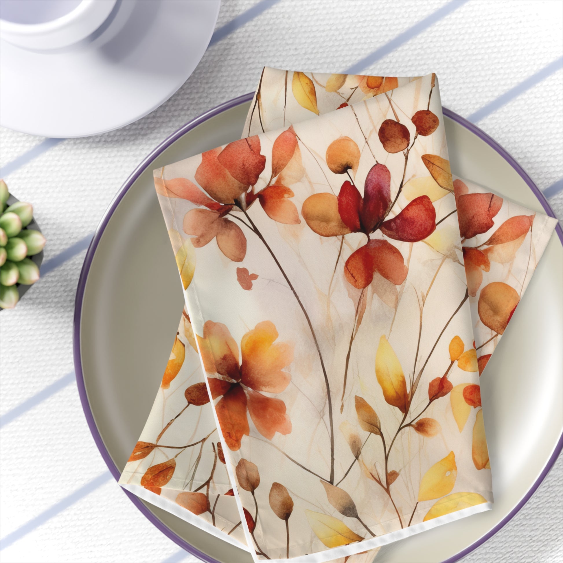 fall changing colors napkins, set of 4 red, orange and yellow floral fall napkins