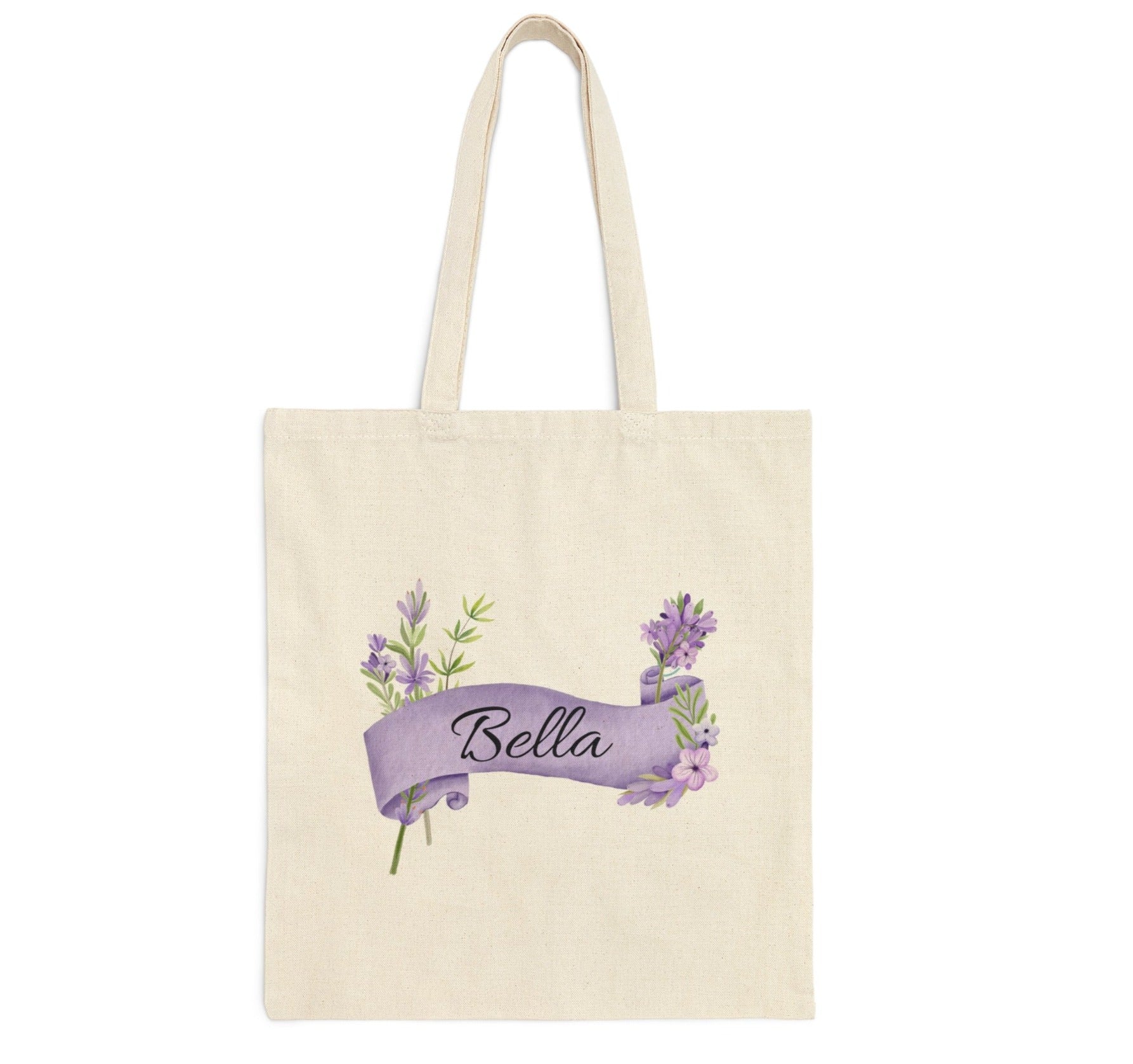 personalized lavender flower tote bag
