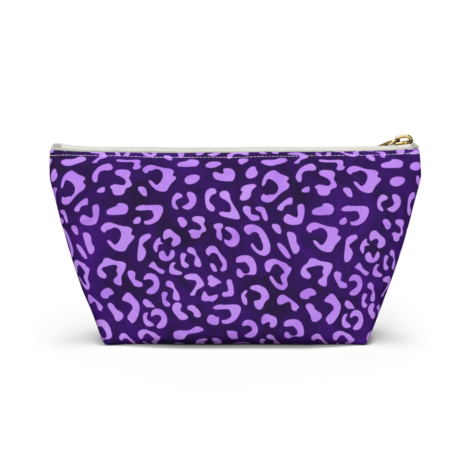 girls purple pencil case with purple leopard print