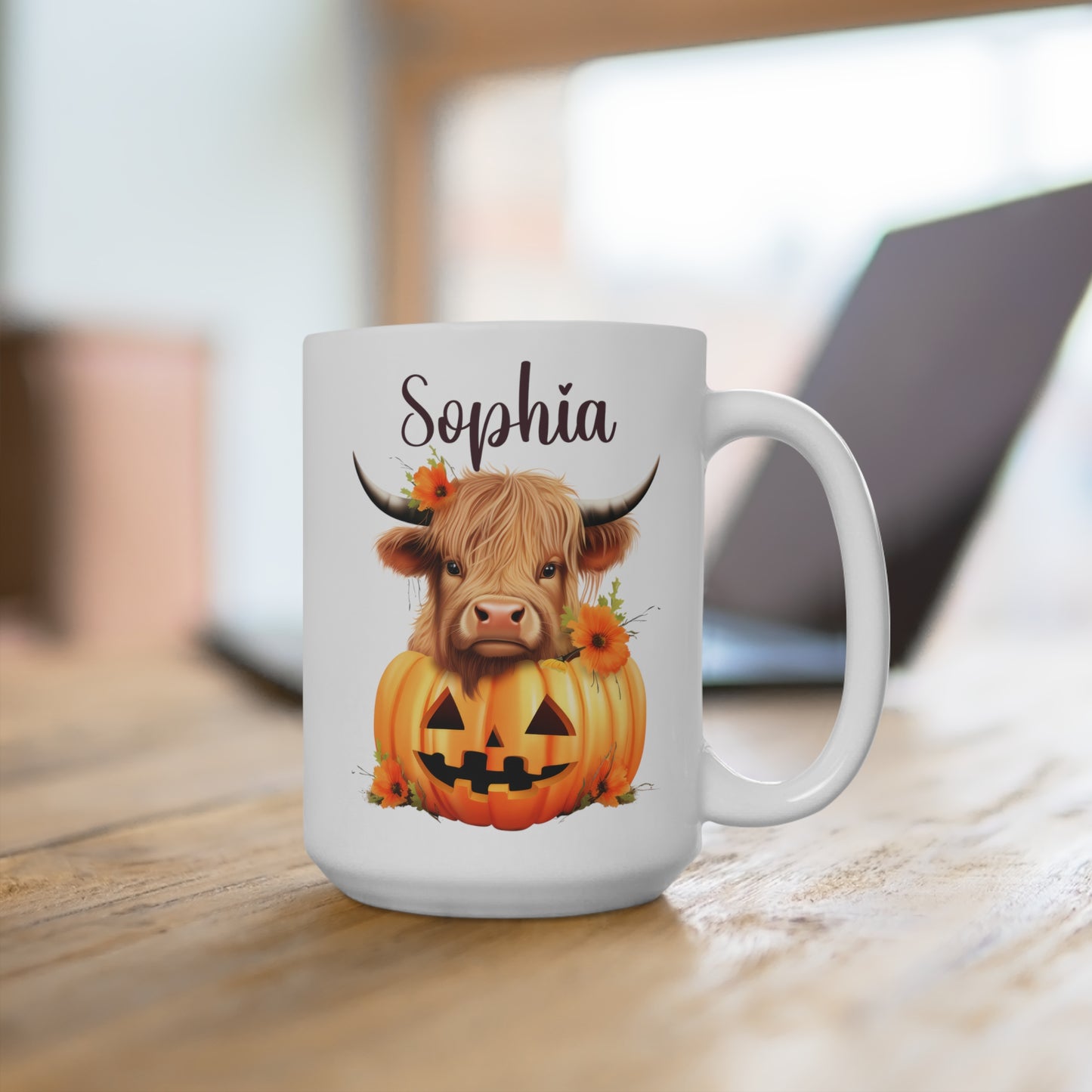 Personalized Highland Cow Halloween Mug