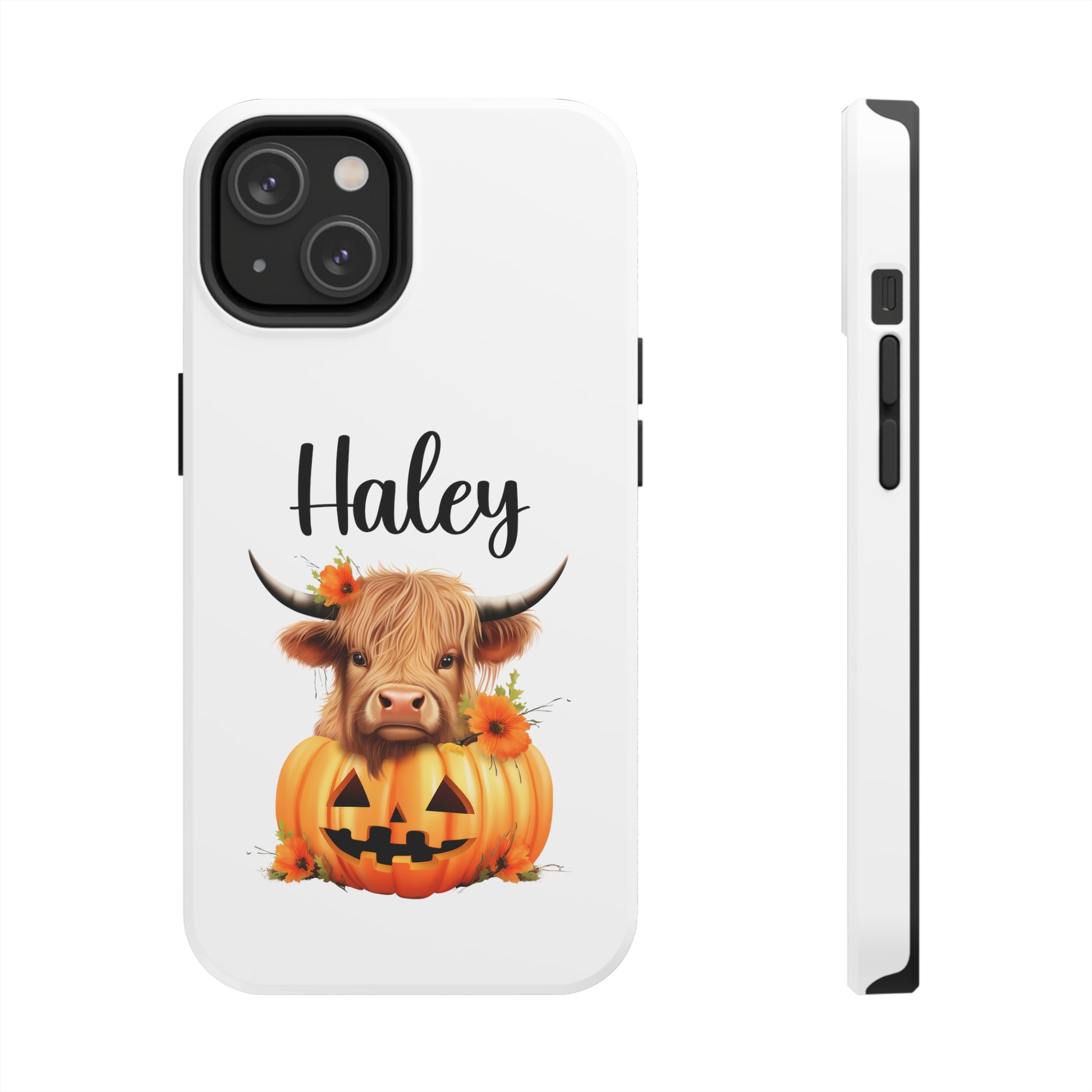 personalized fall pumpkin highland cow iphone case