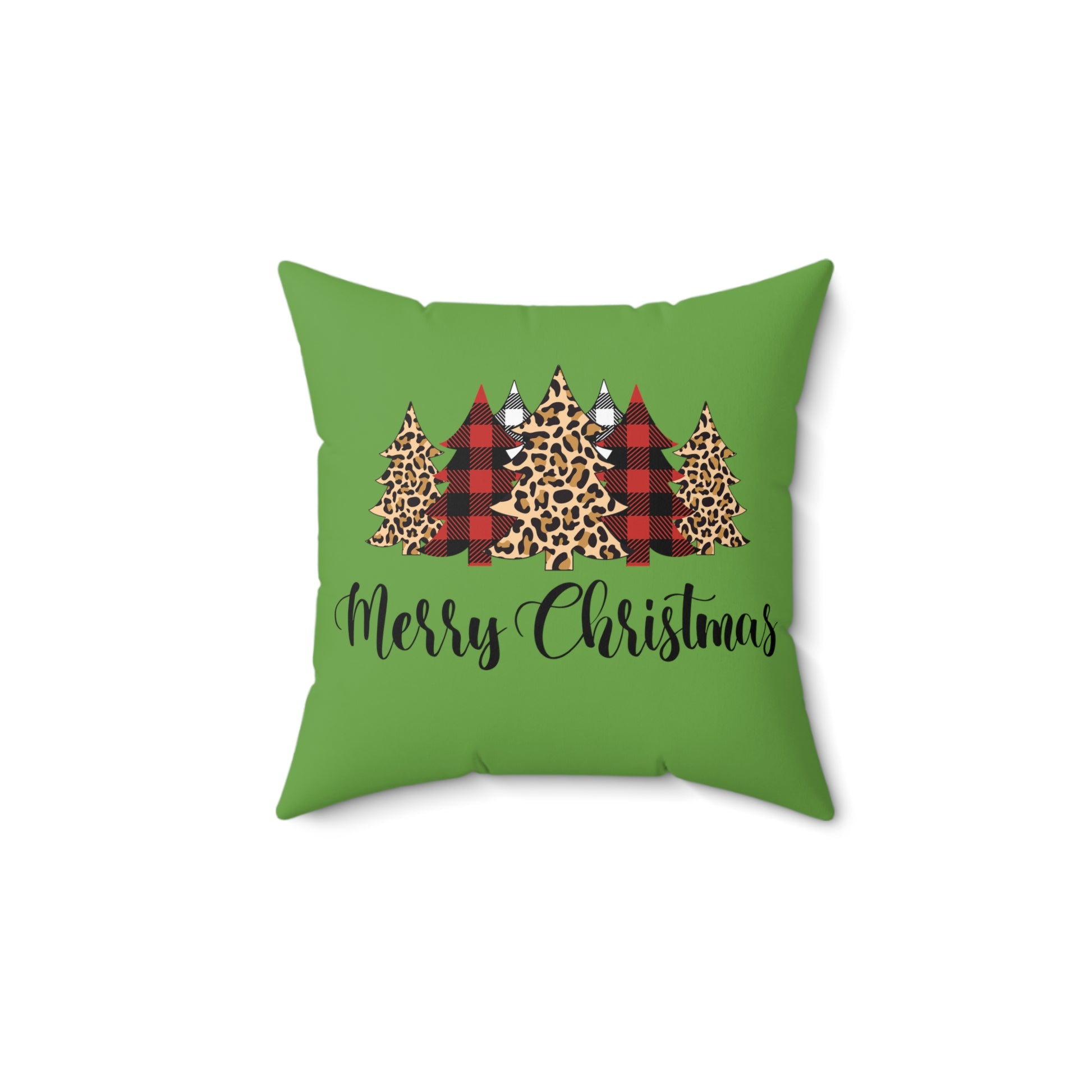 lepard print and buffalo plaid christmas tree throw pillows