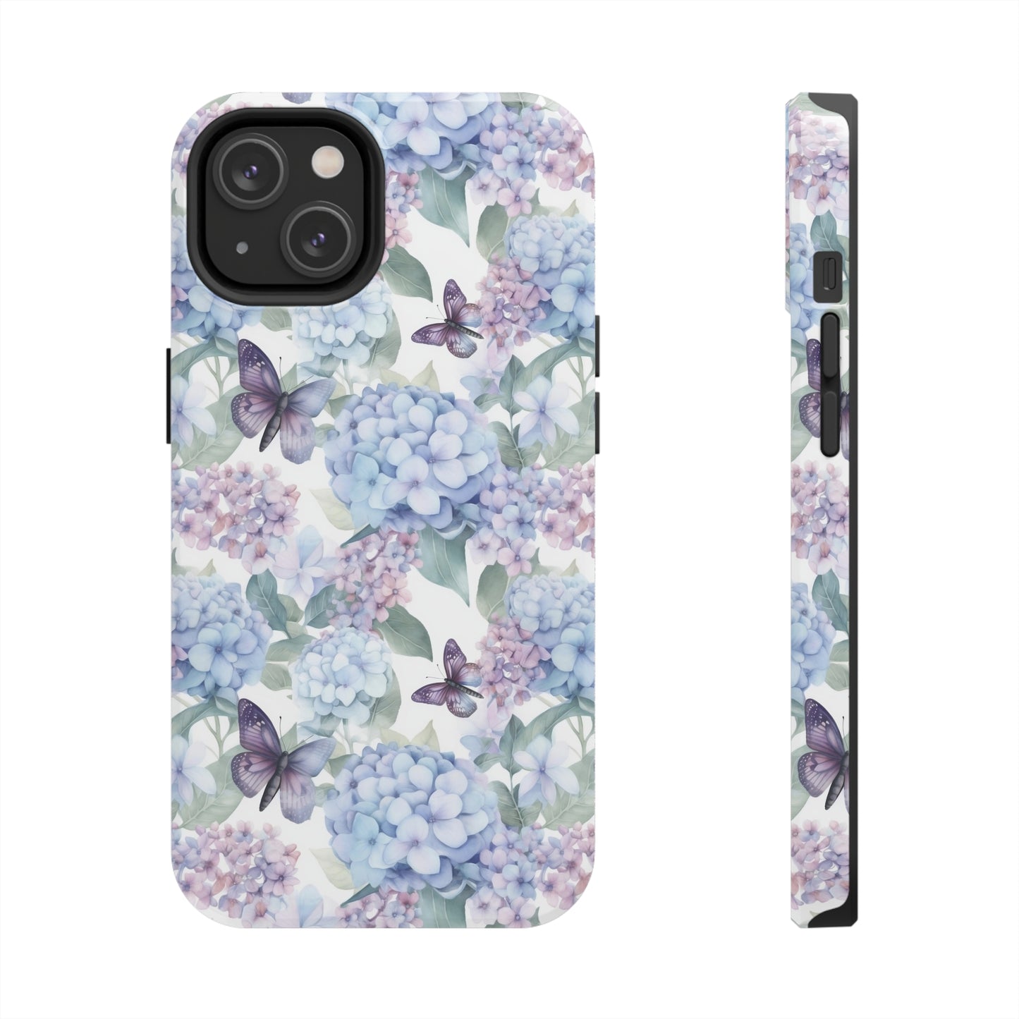 purple and blue hydrangea iphone case