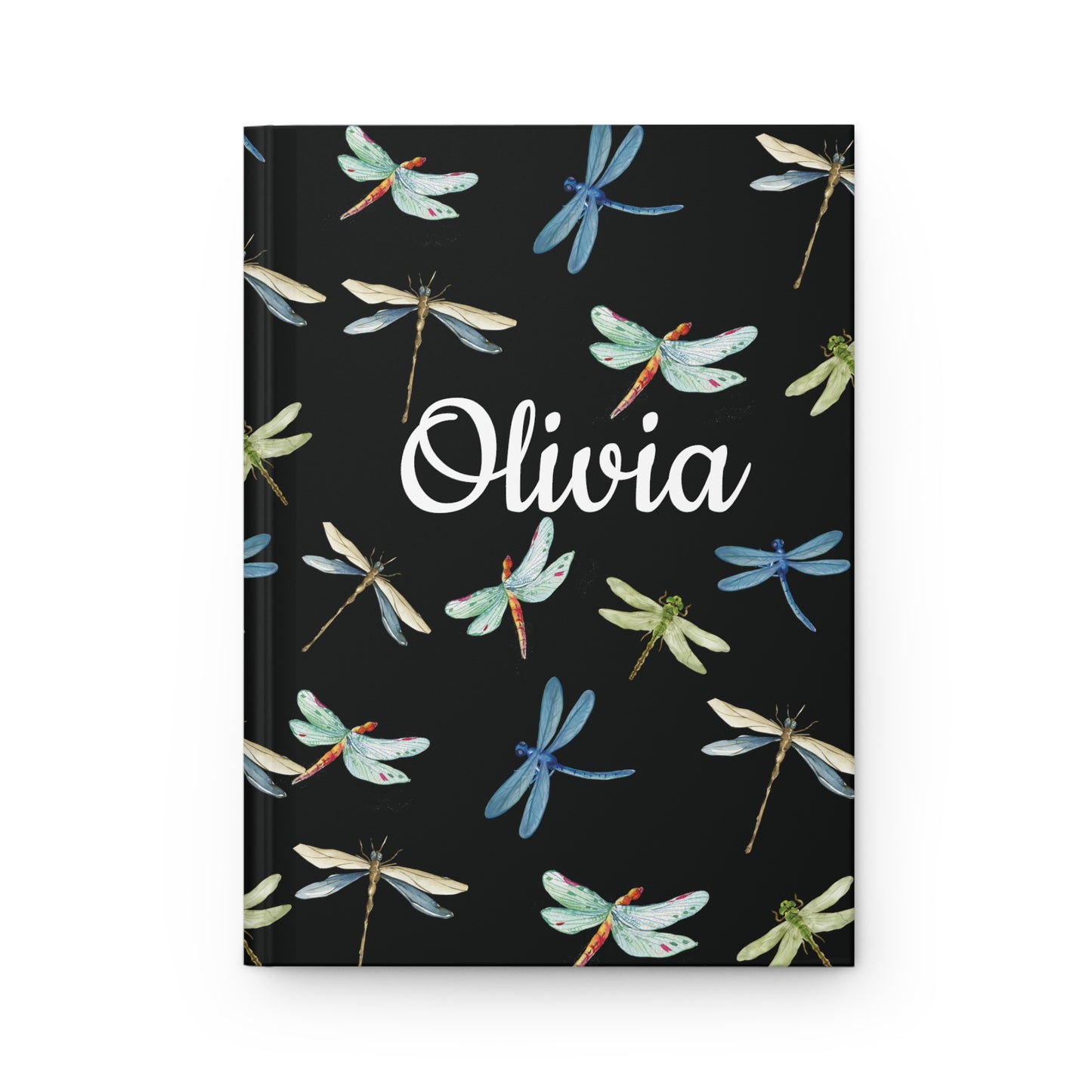 personalized name blue and green dragonfly writing journal