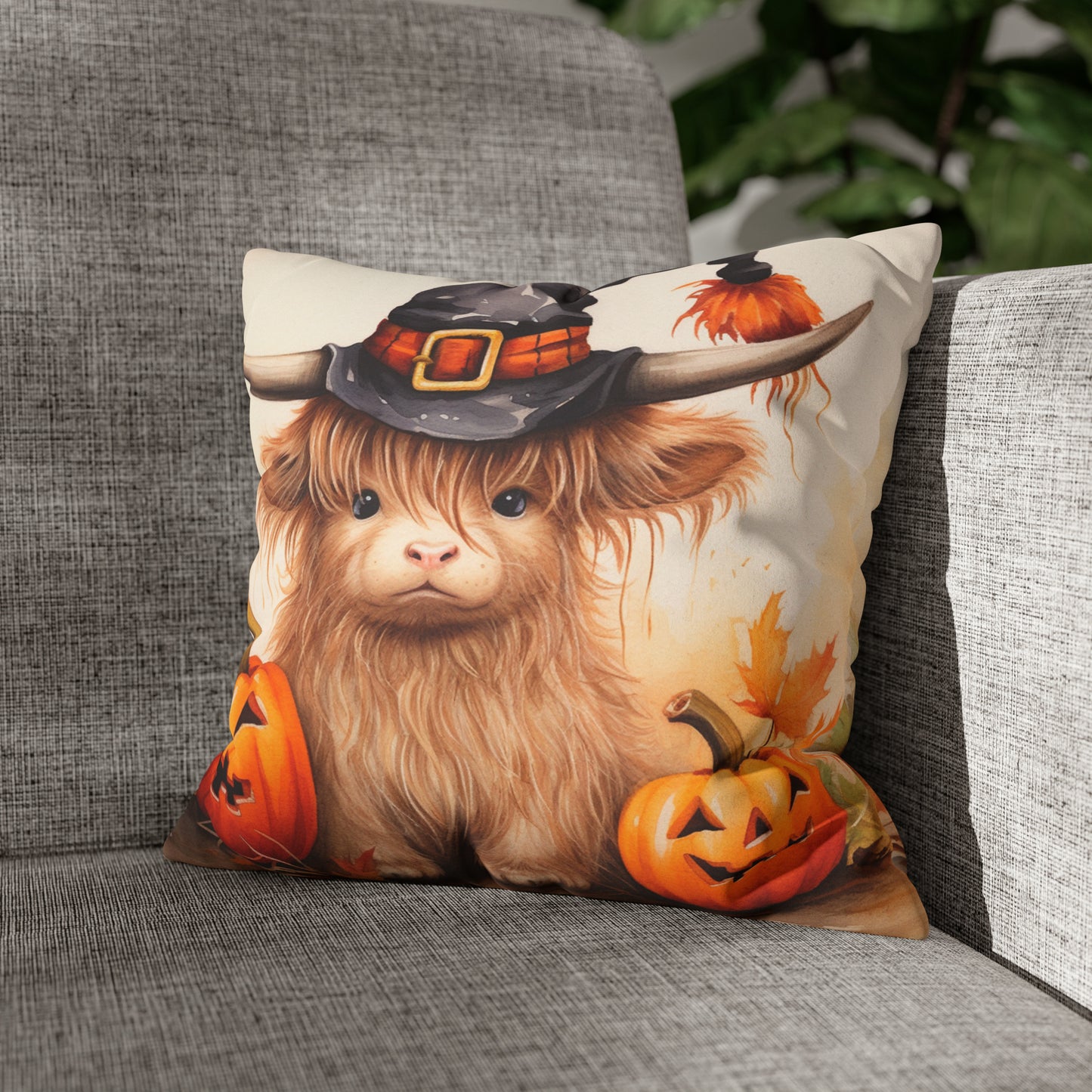 Halloween Highland Cow Pillow Case