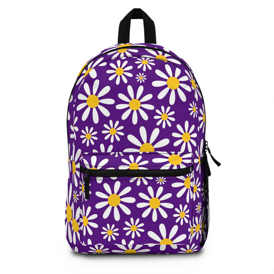 purple retro daisy womens backpack