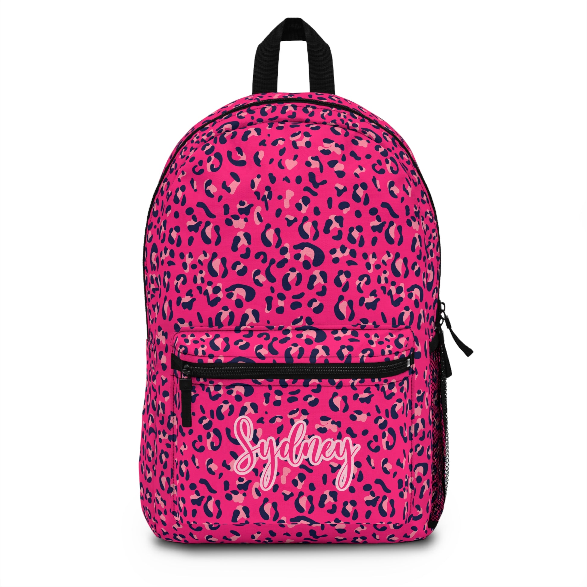 personalized pink leopard print backpack
