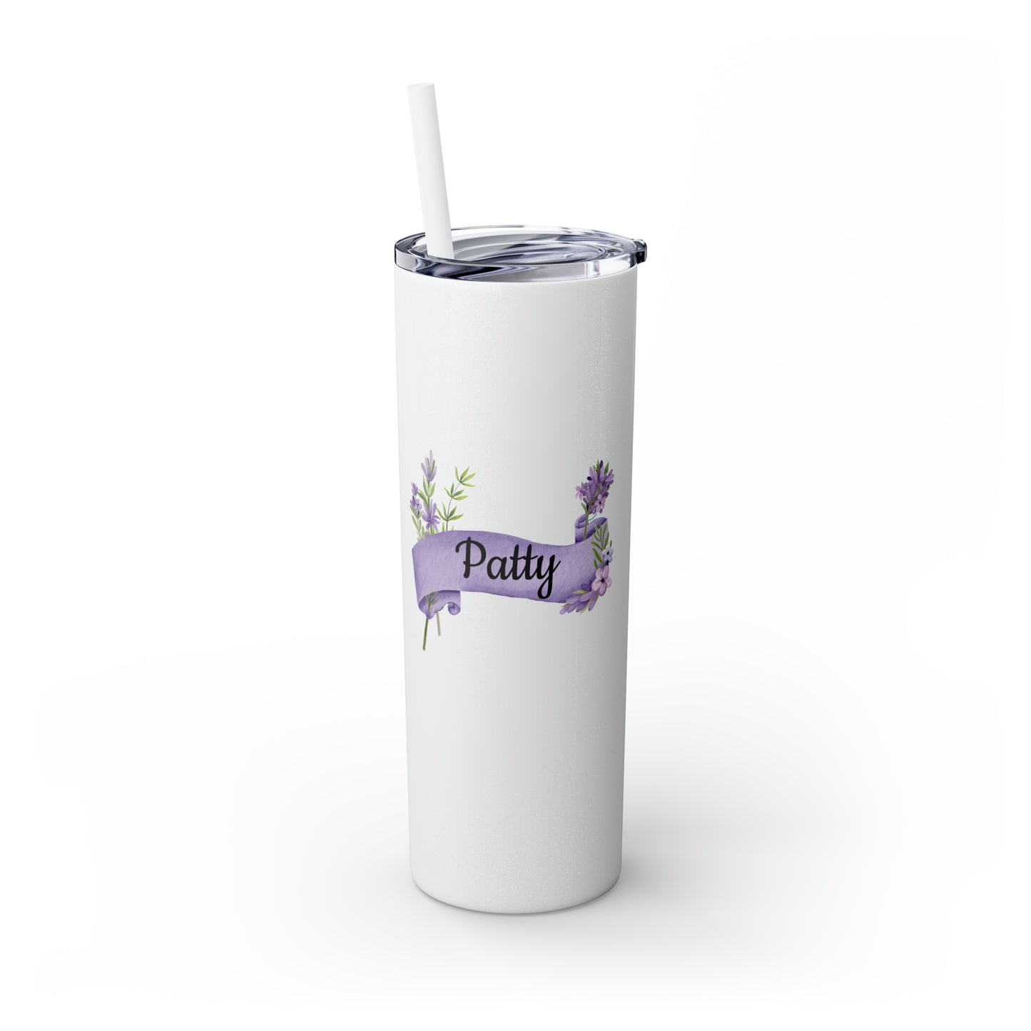 Lavender Personalized Sparkle Skinny Tumbler with Straw, 20oz