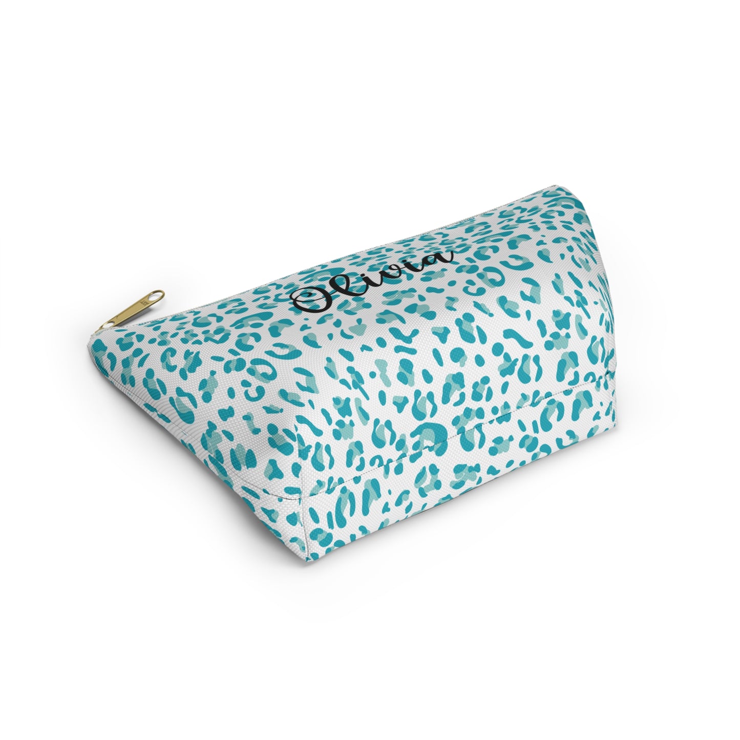Leopard Print Pencil Case / Teal Leopard Print Makeup Bag