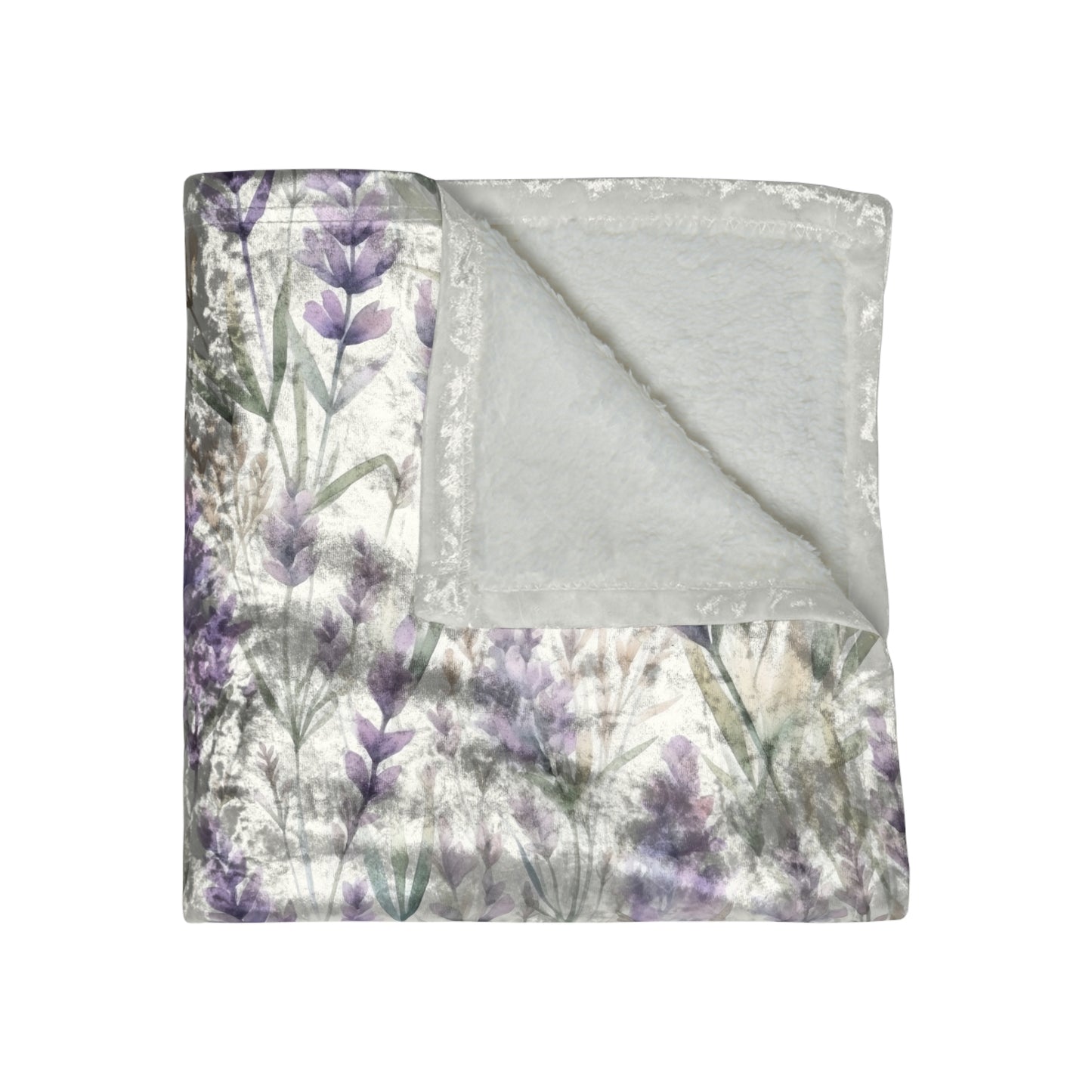 Lavender Floral Crushed Velvet Blanket