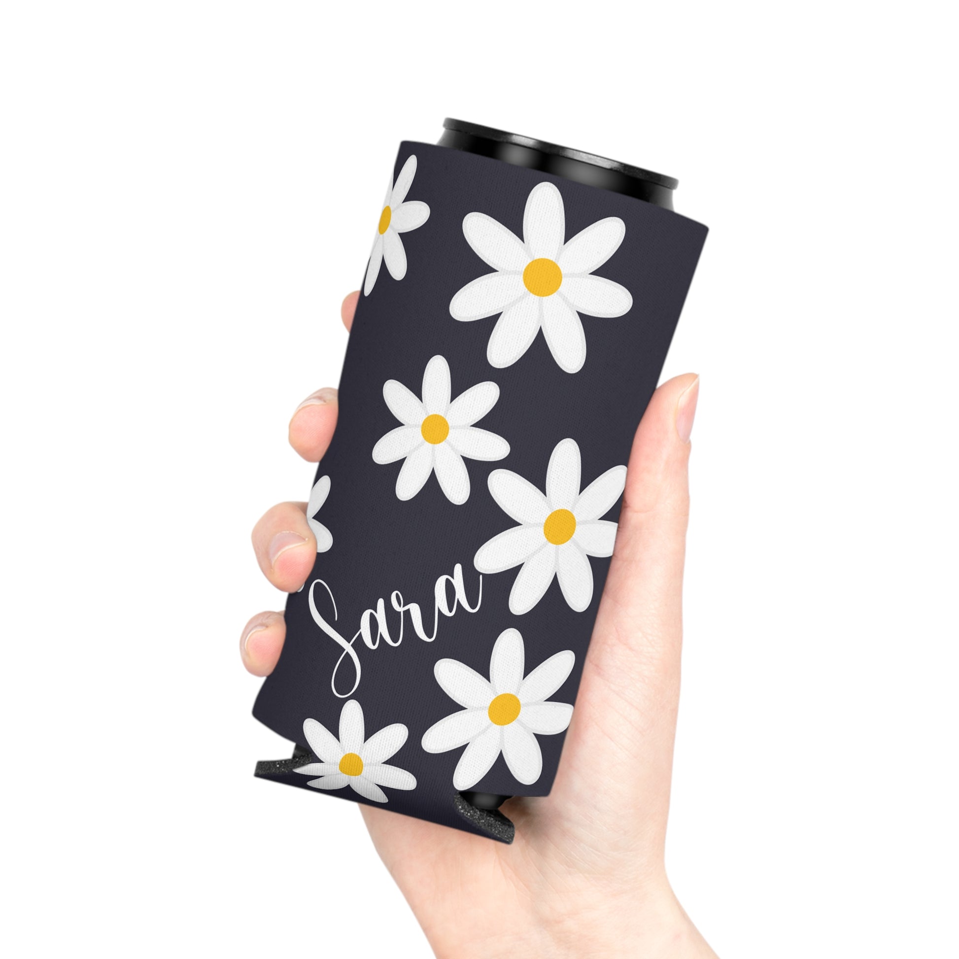 personalized daisy can cooler