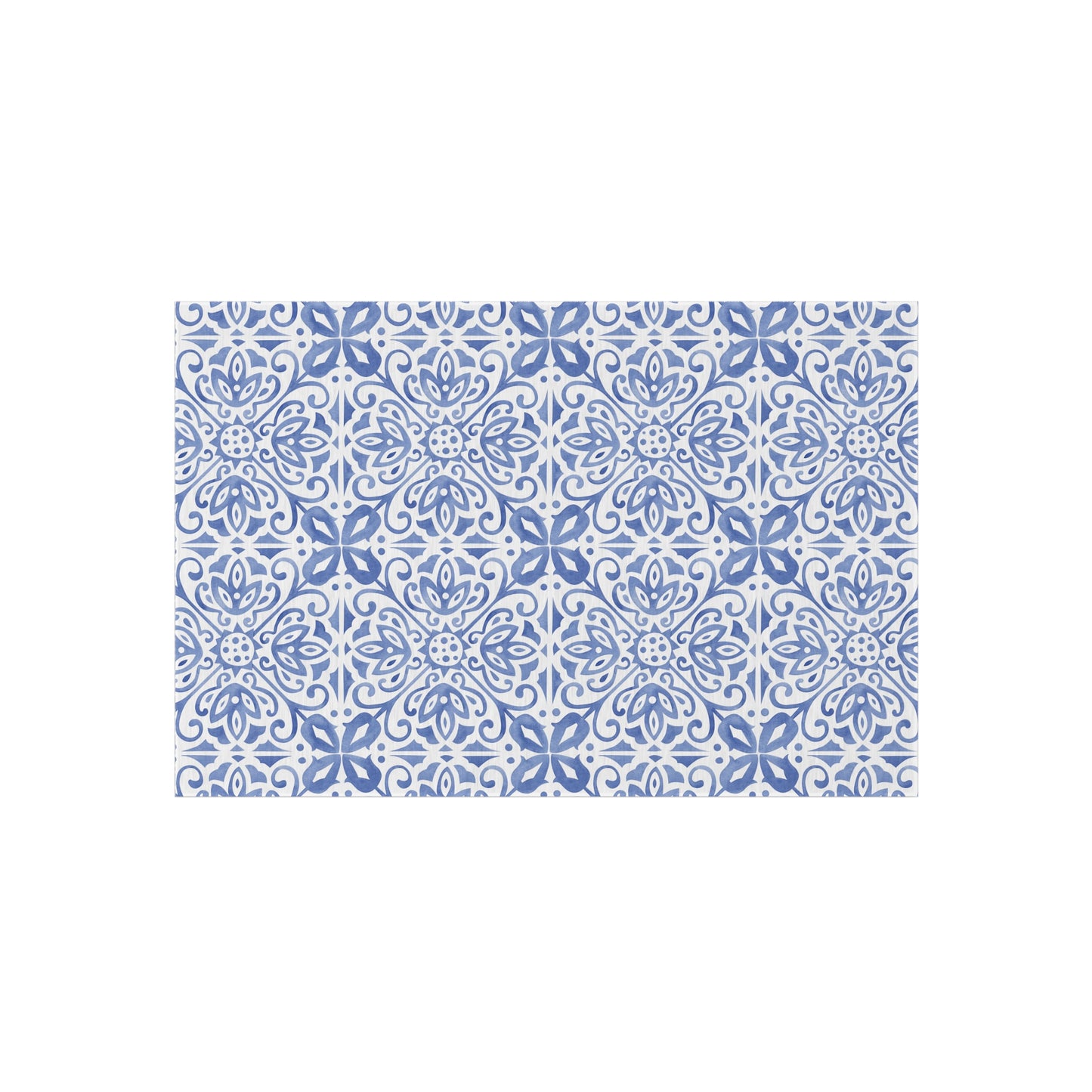 Blue Tile Print Indoor Outdoor Rug