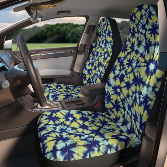 blue and yellow tie dye car seat covers