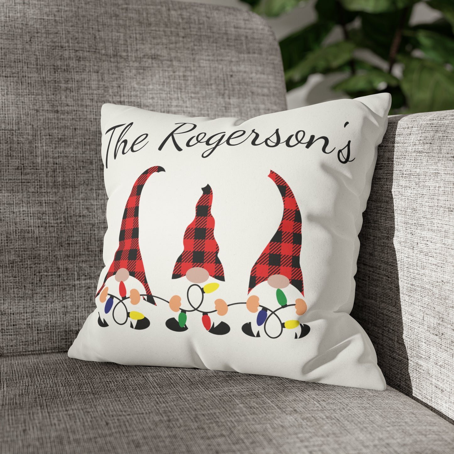 Christmas Gnome Pillow Case / Faux Suede Personalized Pillow Cover