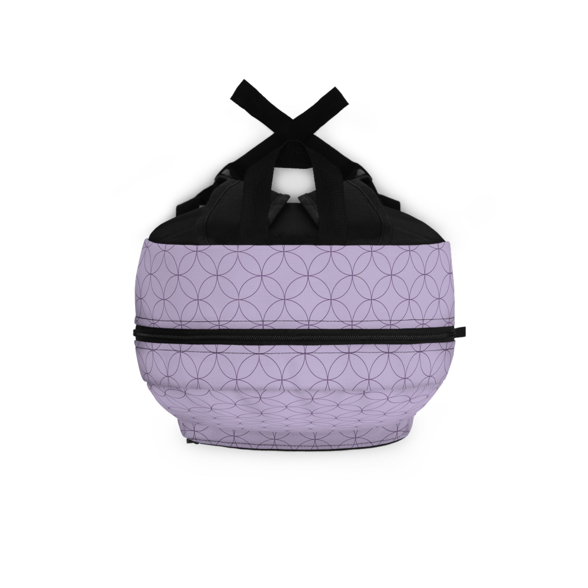 top view of the durable zipper of girls purple bookbag