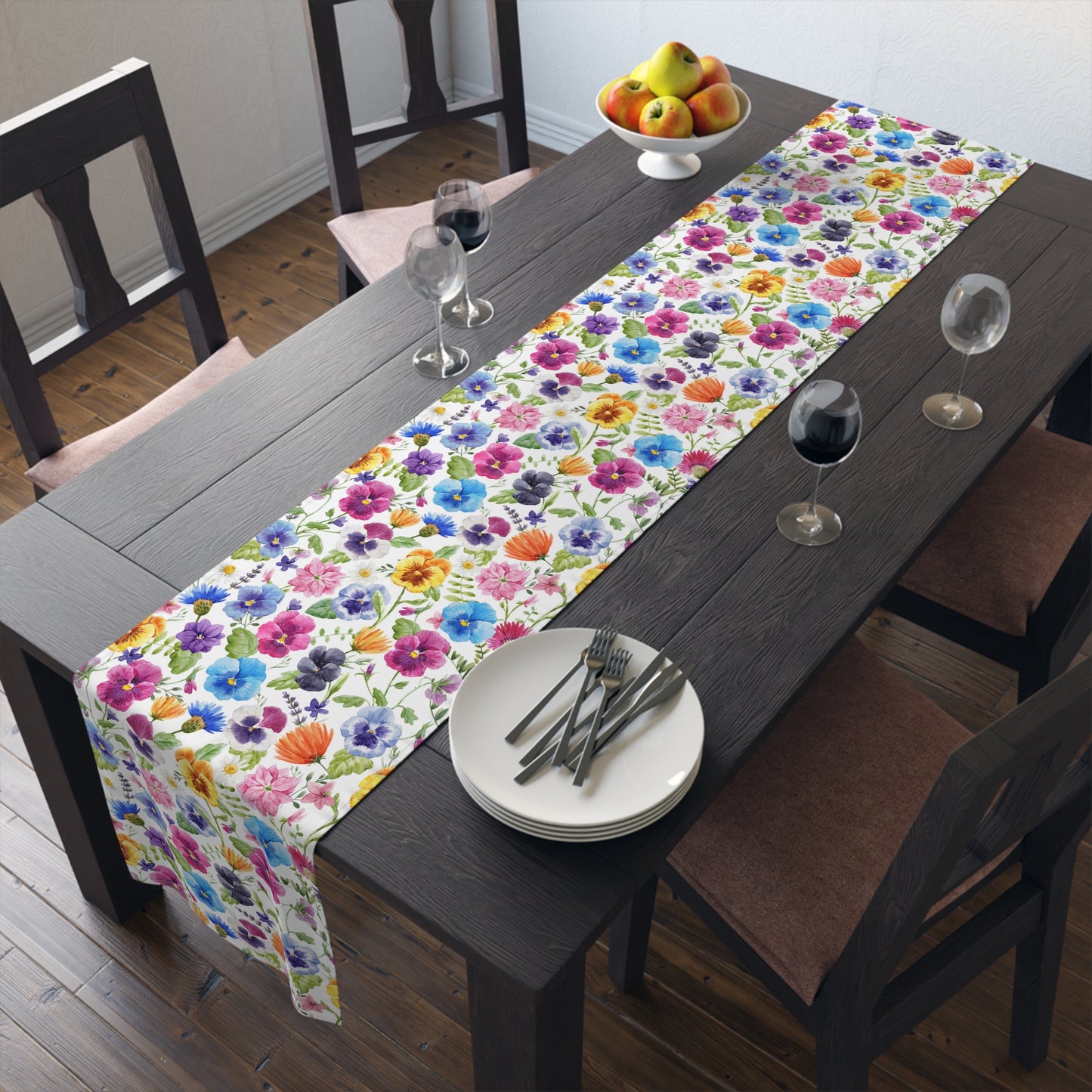 Floral Table Runner / Pansy Table Decor