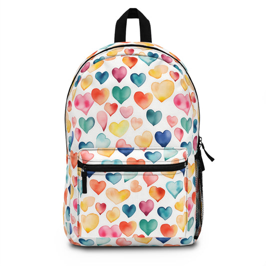 girls rainbow color heart print backpack for girls back to school