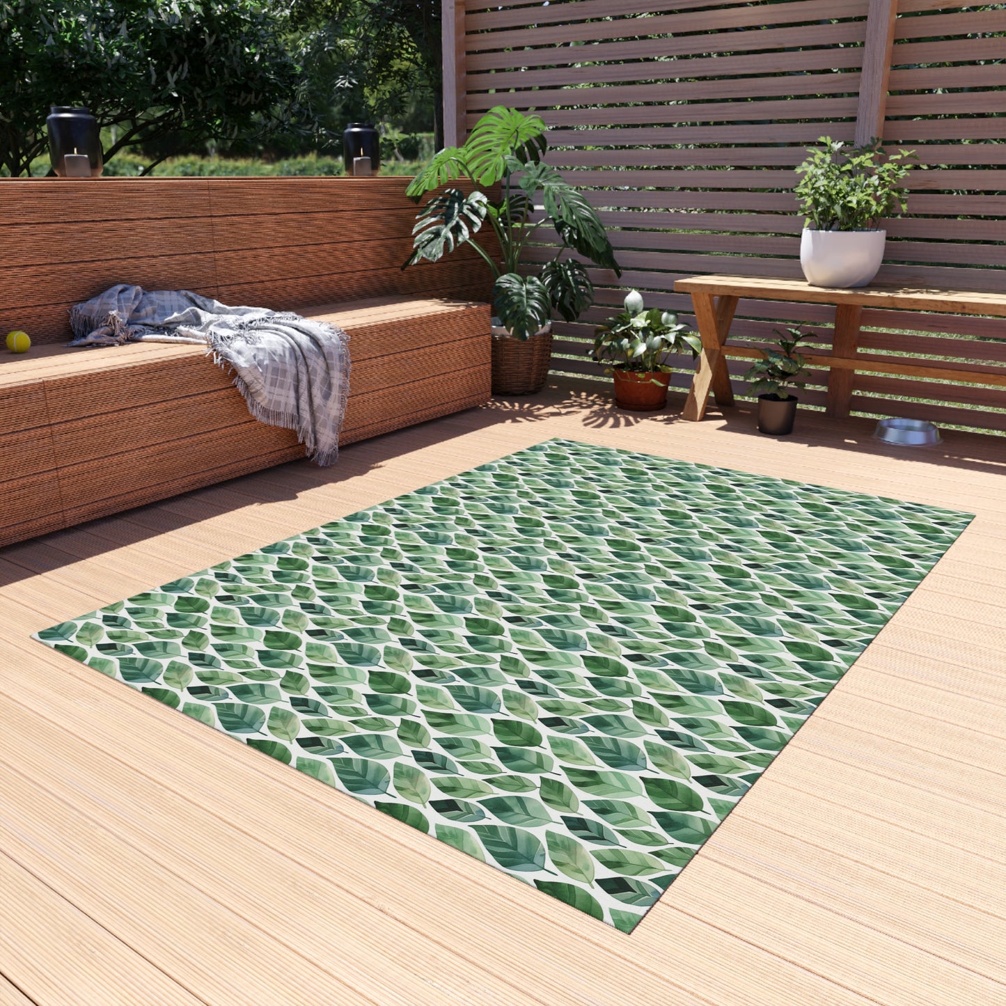 Green Leaf Botanical Indoor Outdoor Rug