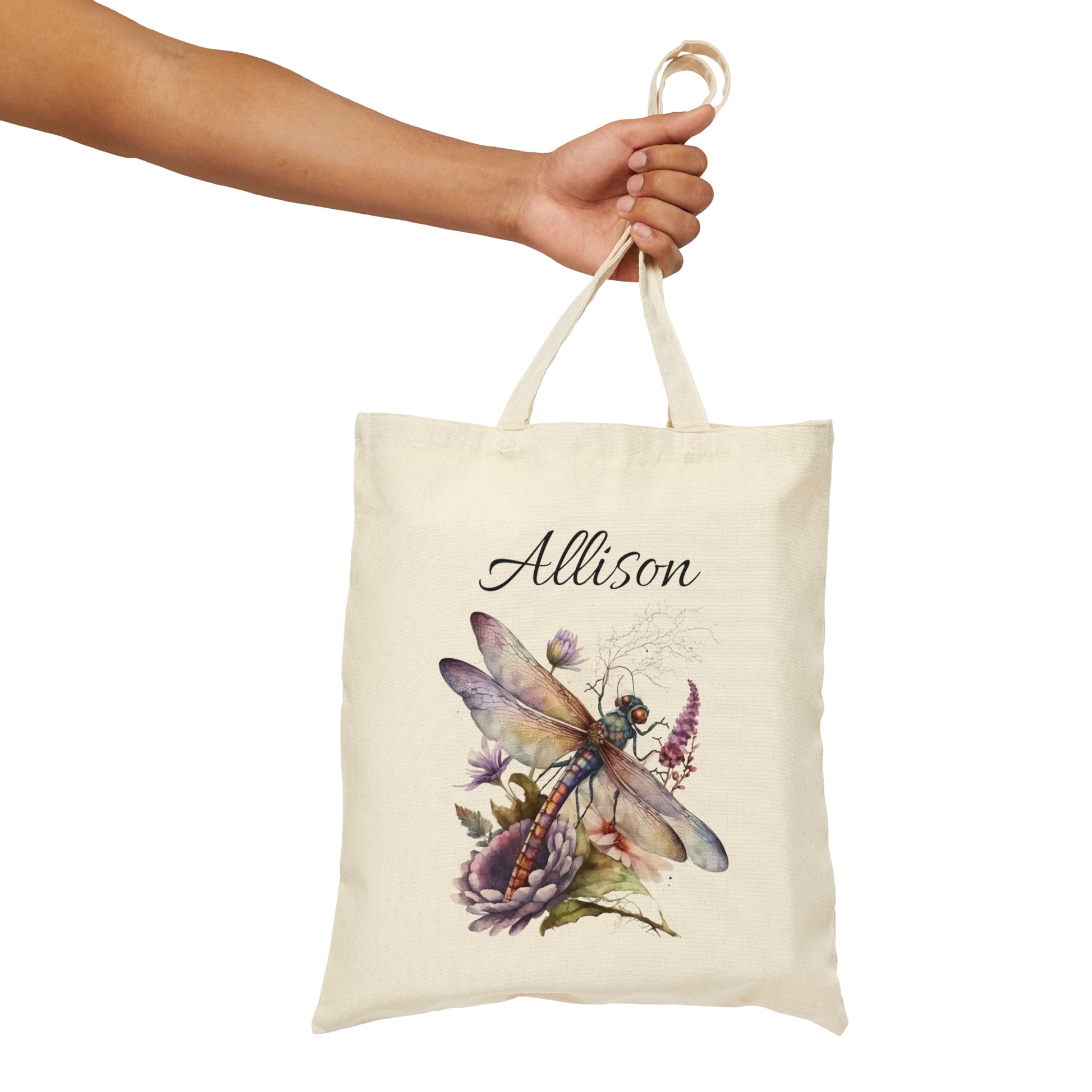 Personalised Name Tote Bag Butterfly Canvas Cotton Shopper
