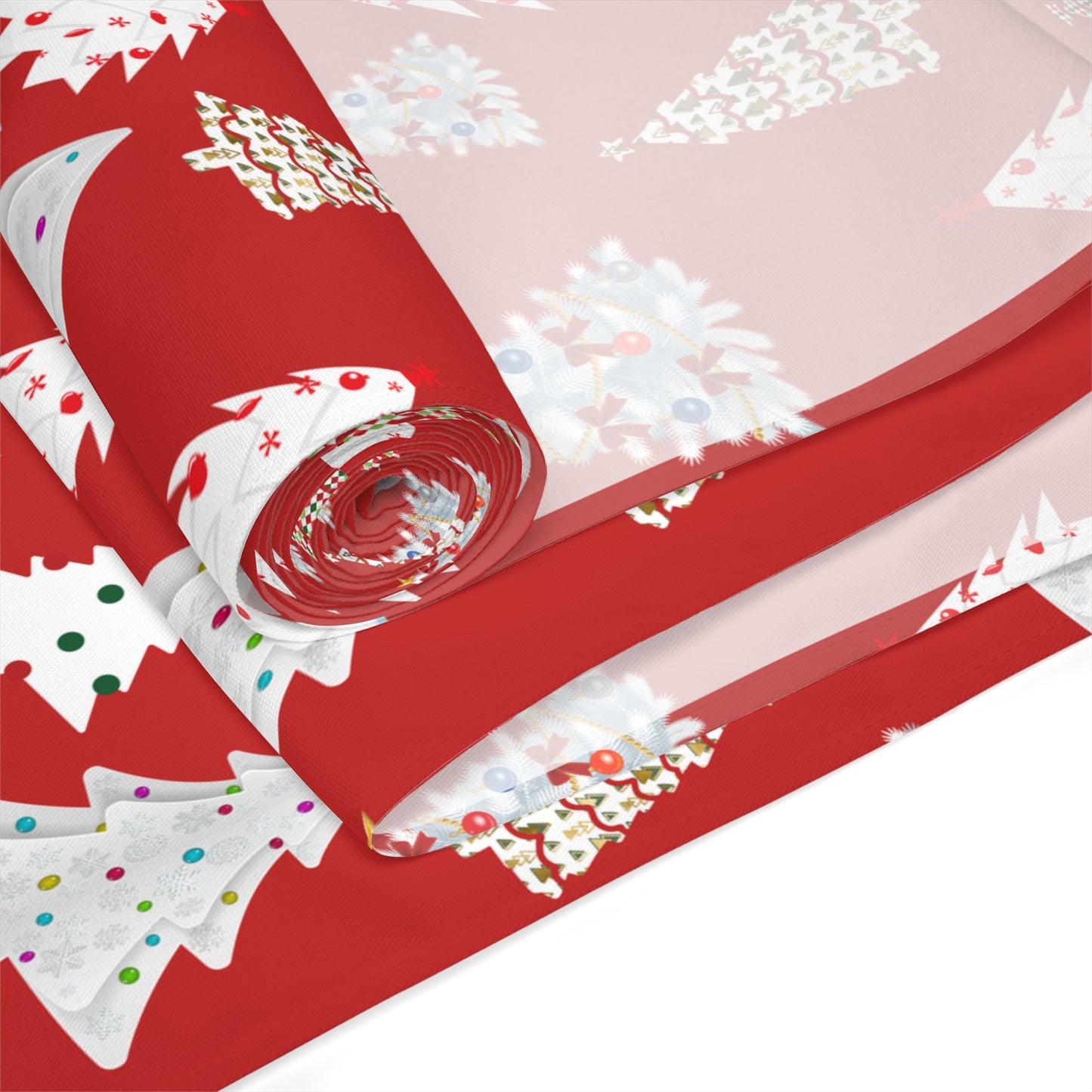 Red Christmas Table Runner / Christmas Tree Print Runner