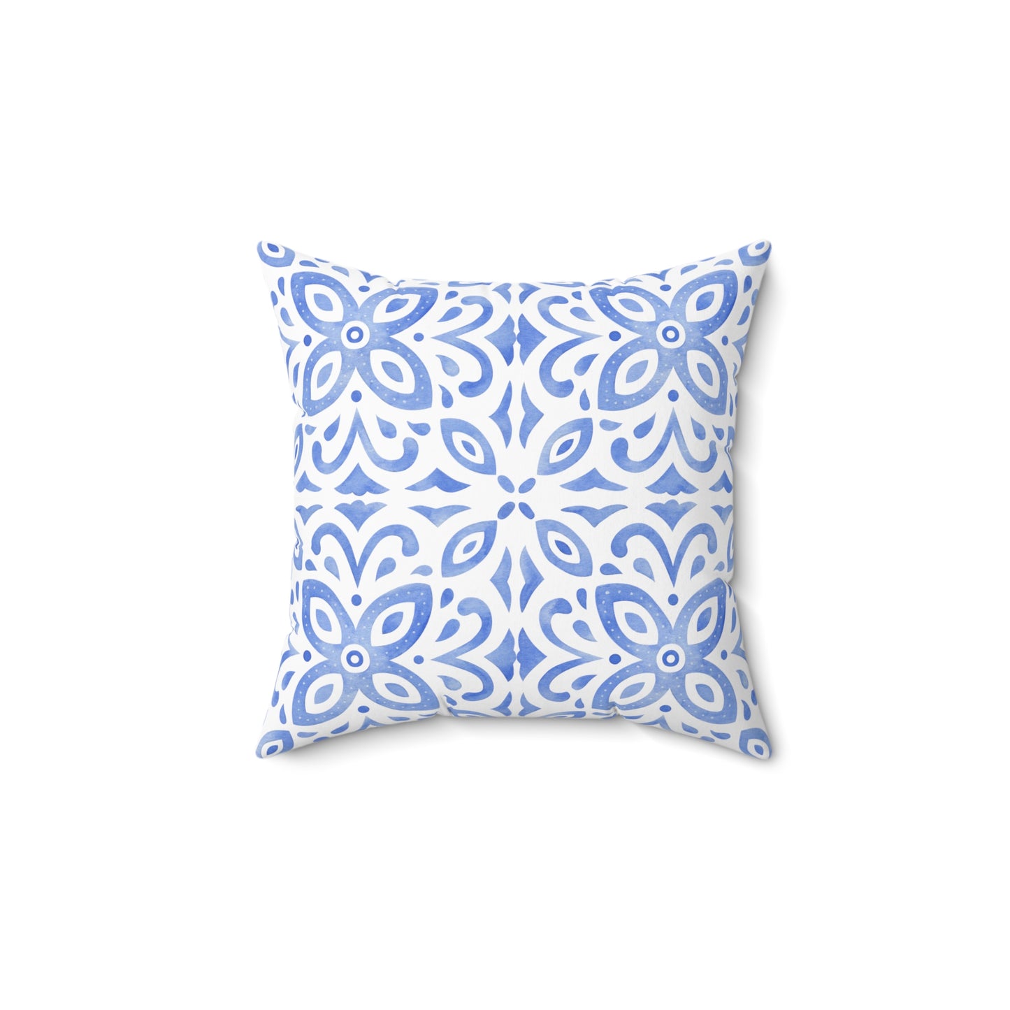 Blue tile print pillow