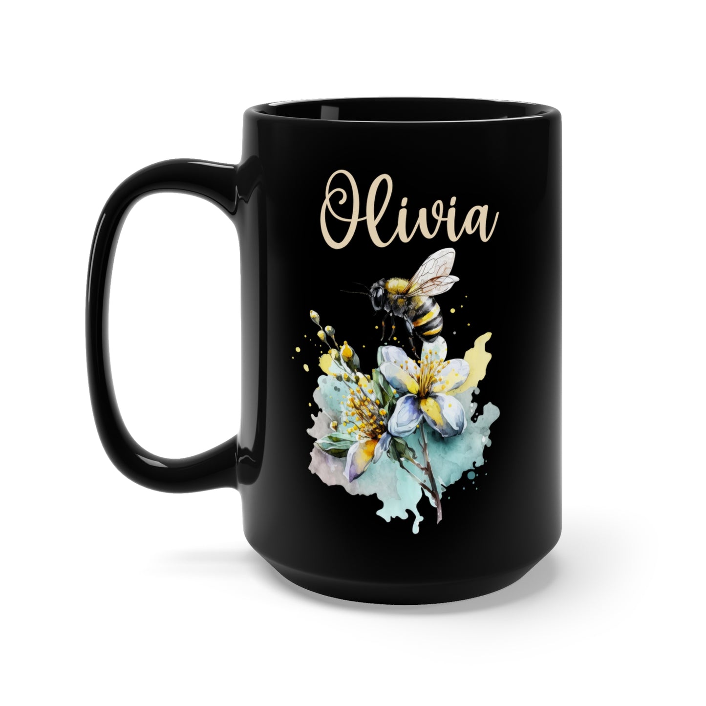 Personalized Flower and Bee Coffee Mug