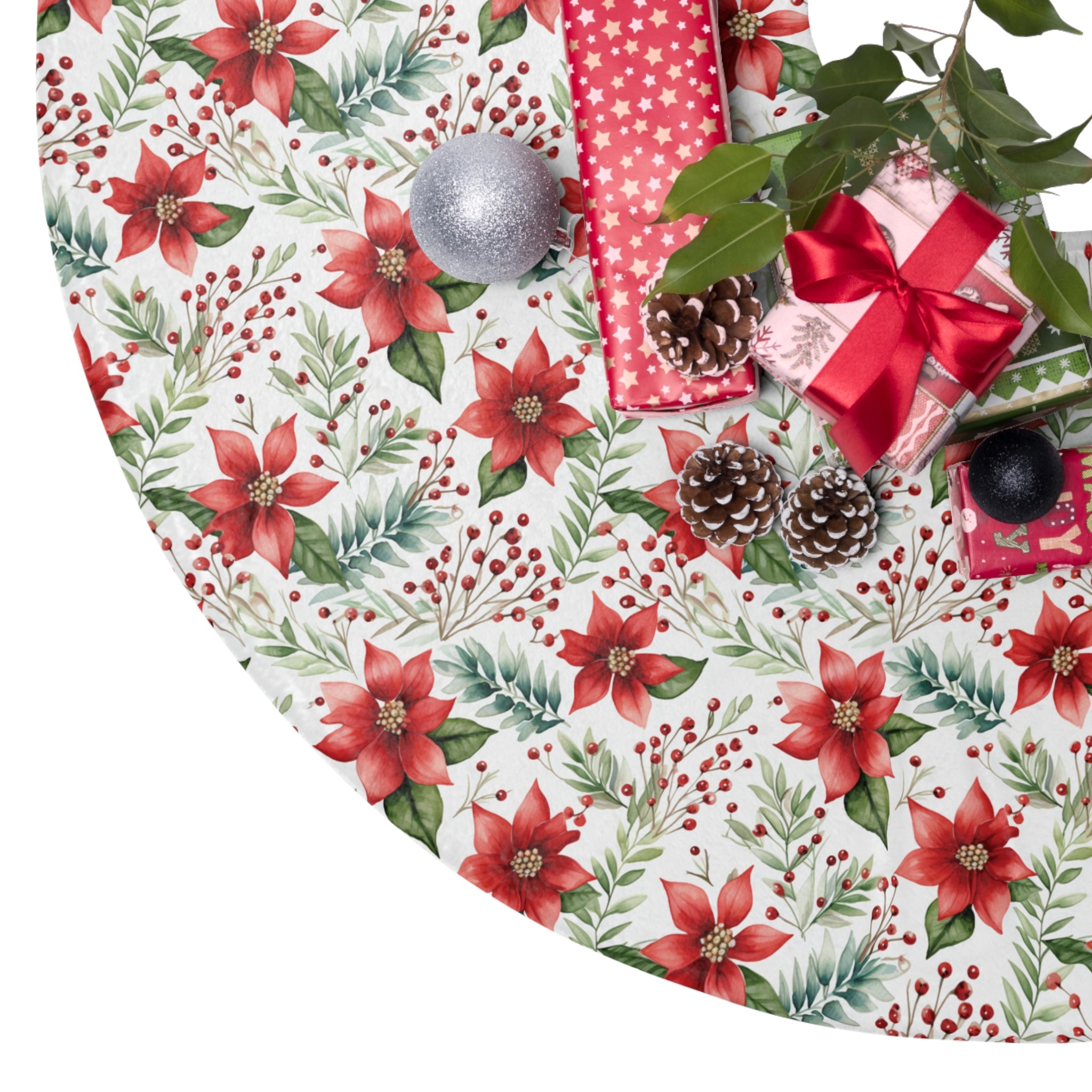 Christmas Poinsettia Tree Skirt – Farmhouse For The Soul