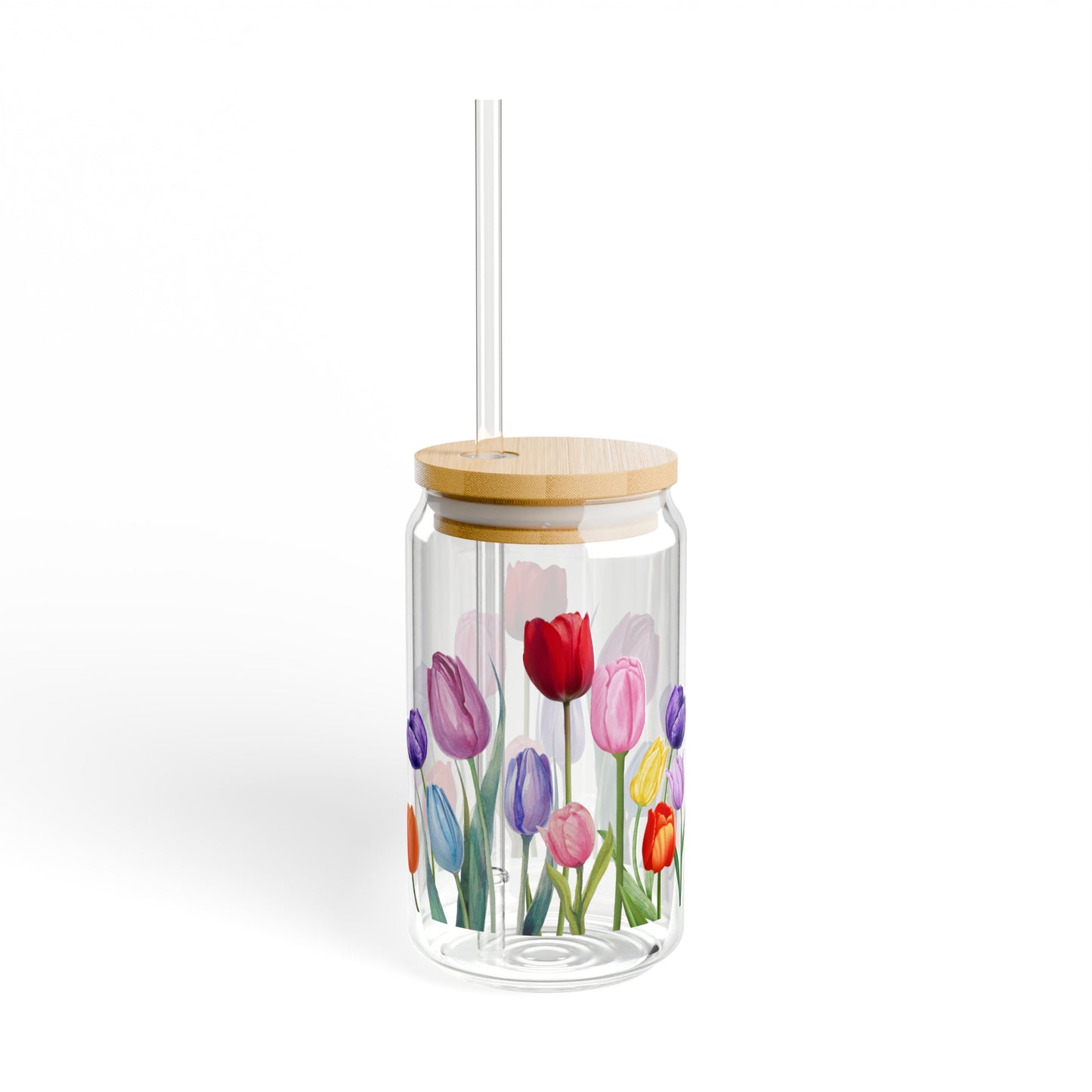 Tulip Glass Cup / Floral Iced Coffee Cup