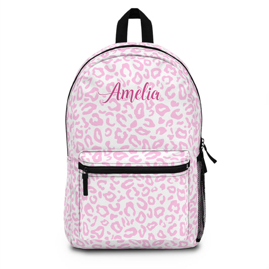 Pink Leopard Print Backpack