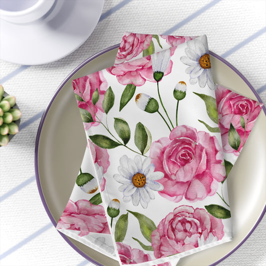 pink rose and daisy cloth napkins