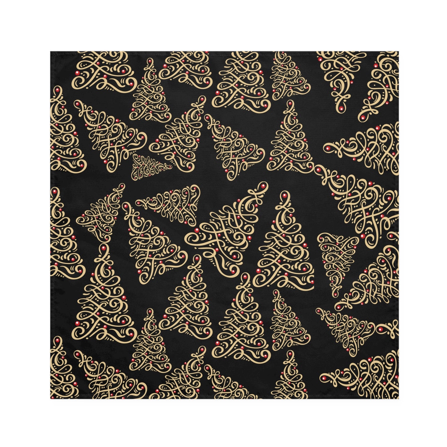 Black and Gold Christmas Tree Napkins / Set of 4