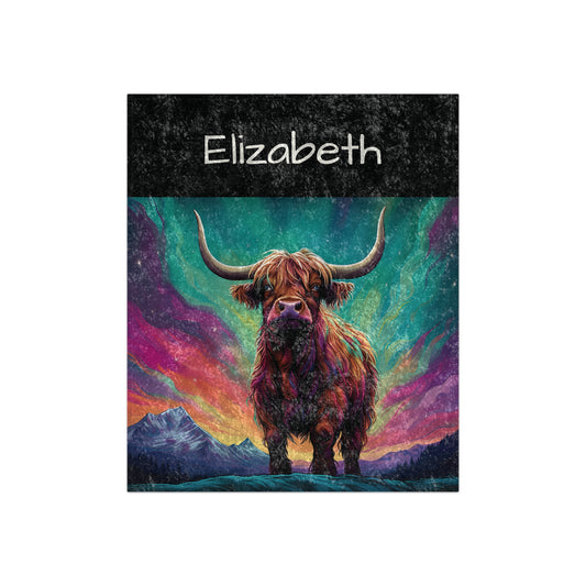 personalized highland cow blanket