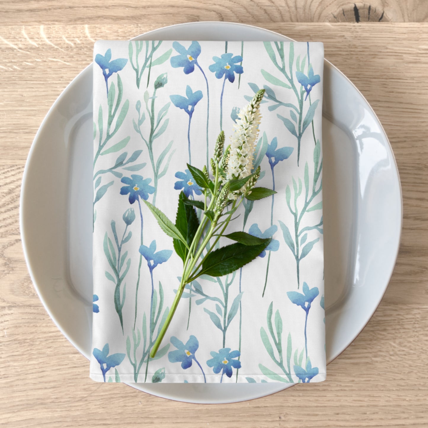Blue Floral Napkins / Set of 4