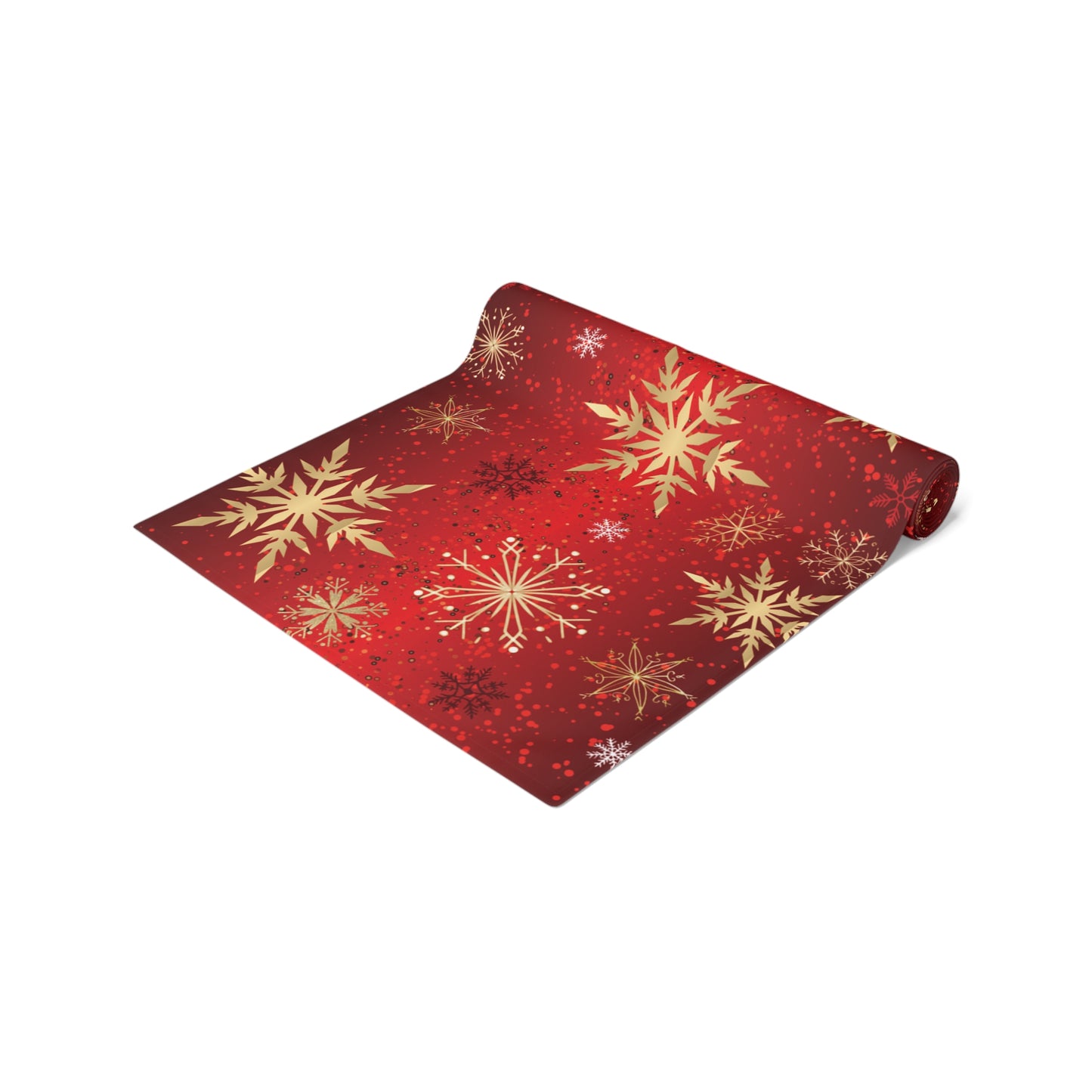 Red And Gold Christmas Snowflake Table Runner