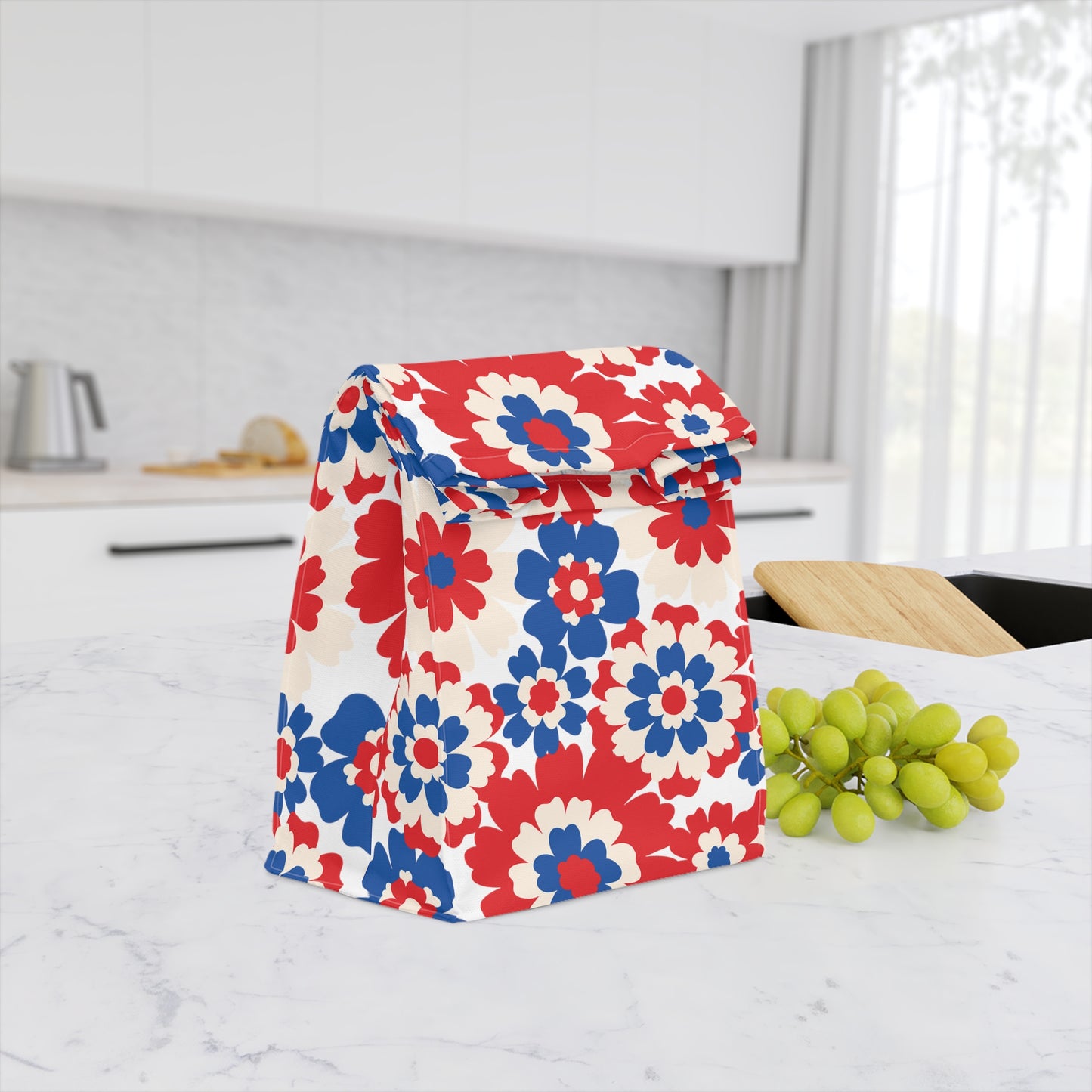 patriotic usa abstract floral insulated lunch bag