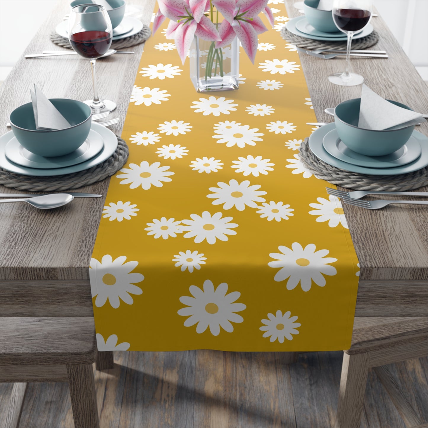 Mustard Yellow Table Runner / Daisy Table Runner
