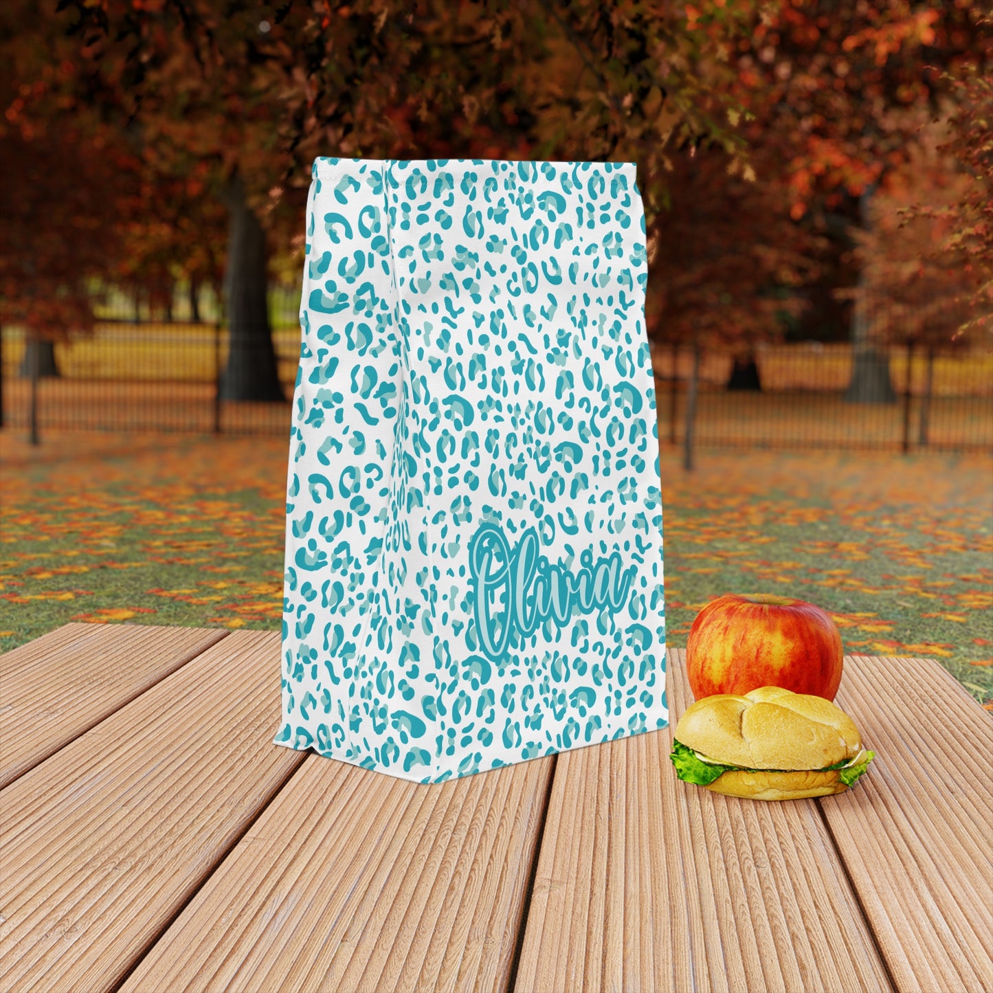 Leopard Print Lunch Bag / Blue Lunch Tote
