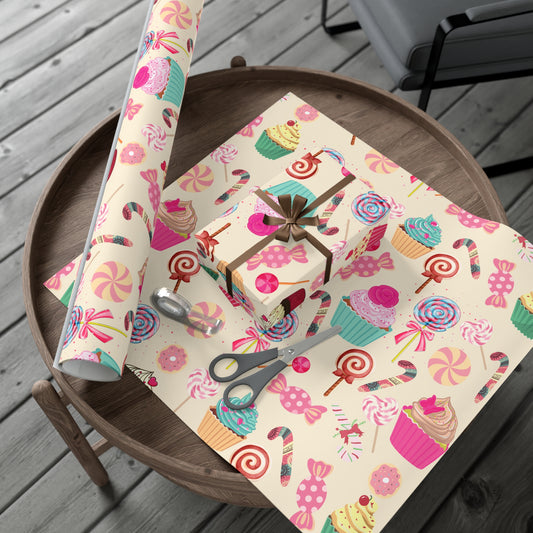 retro christmas candy wrapping paper