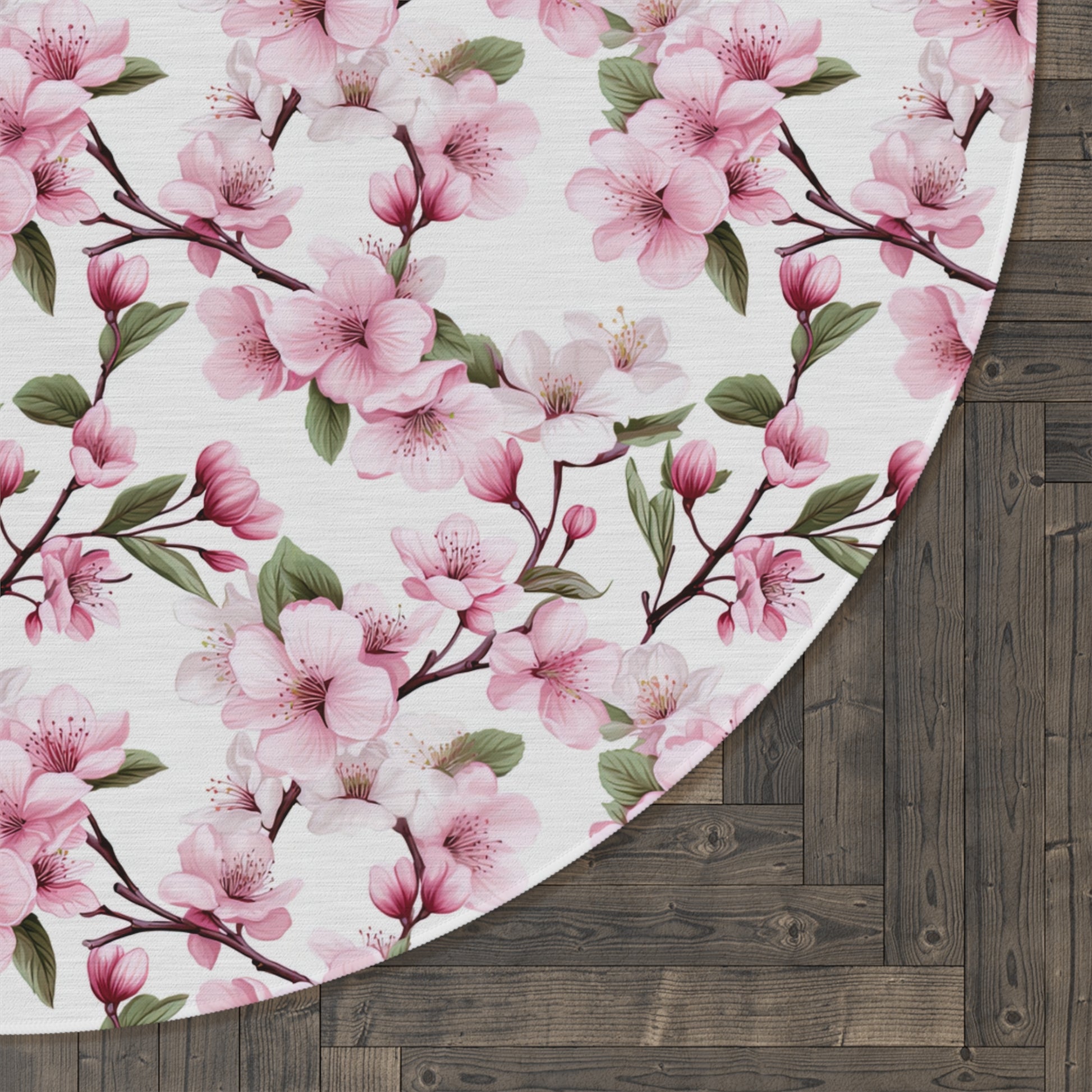 sakura cherry blossom pink flower round rug