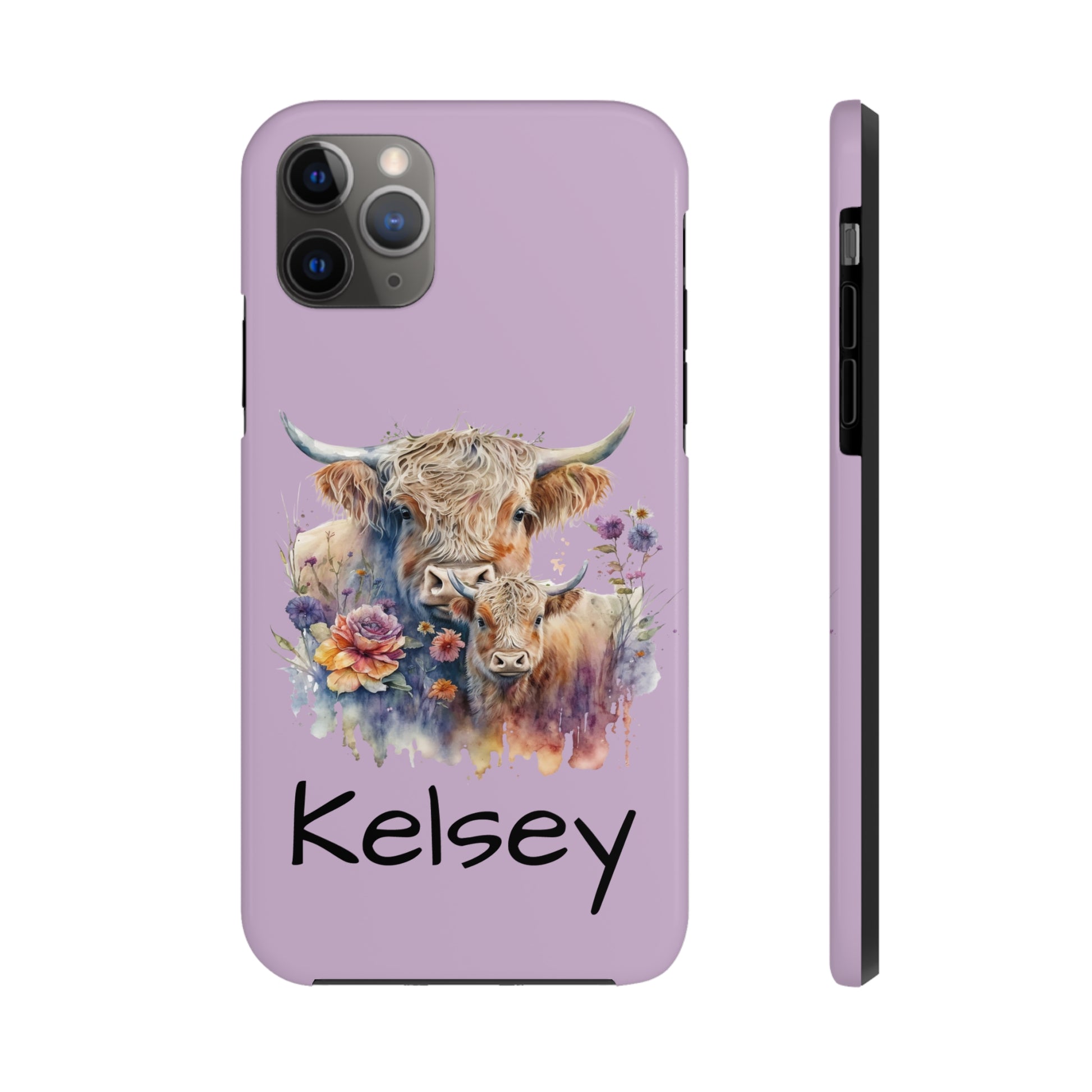 personalized purple highland cow iphone case