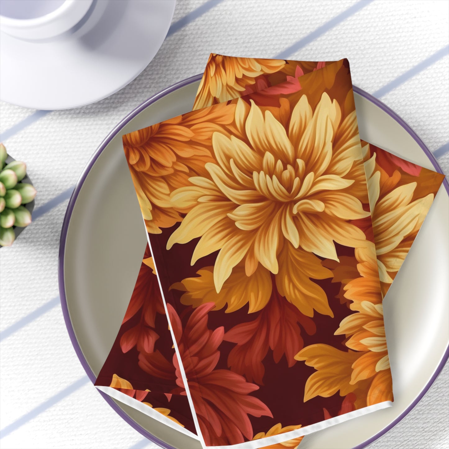 fall dahlia floral print napkins