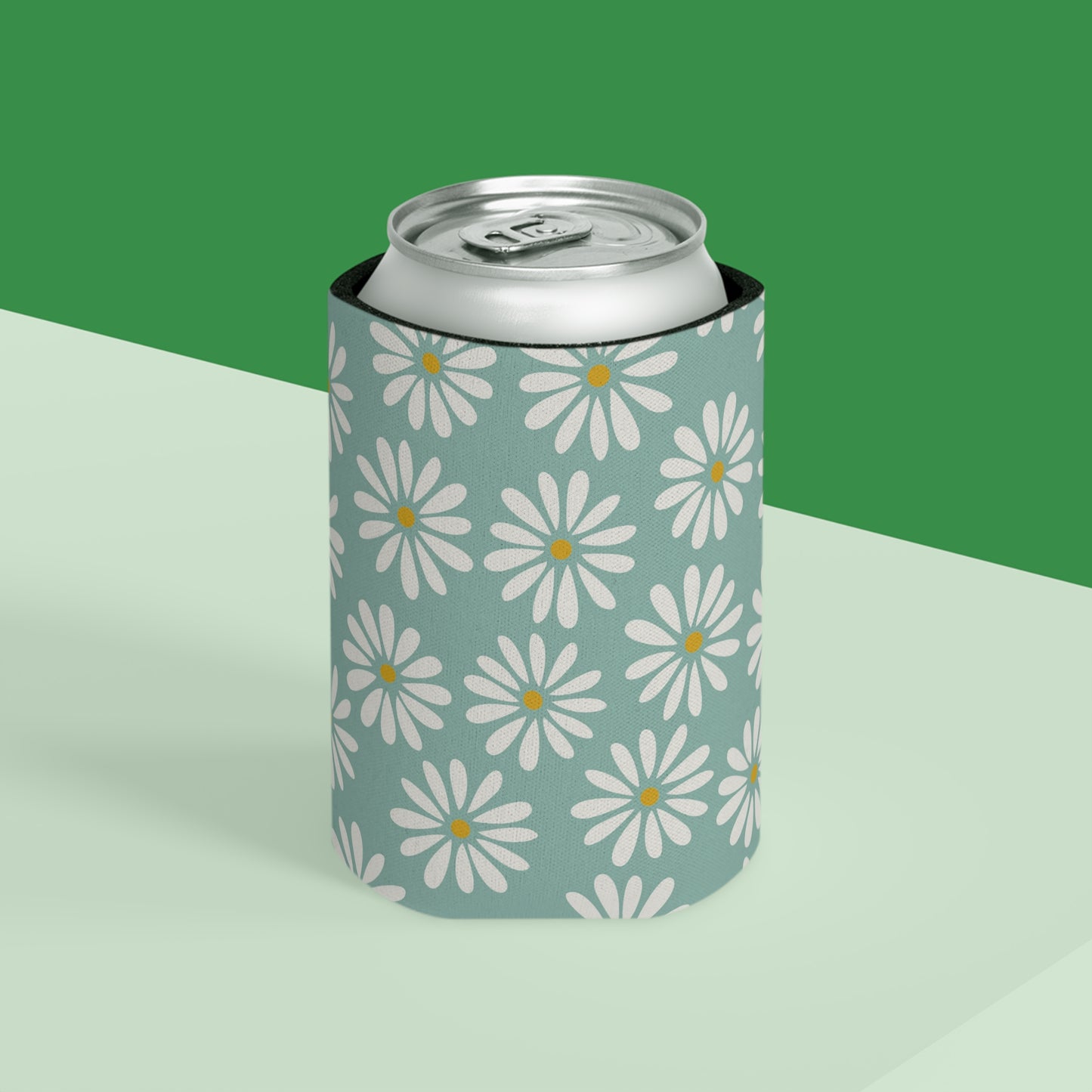 Green Daisy Can Cooler / Summer Drink Sleeve