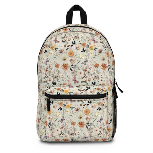 girls beige floral backpack for back to school