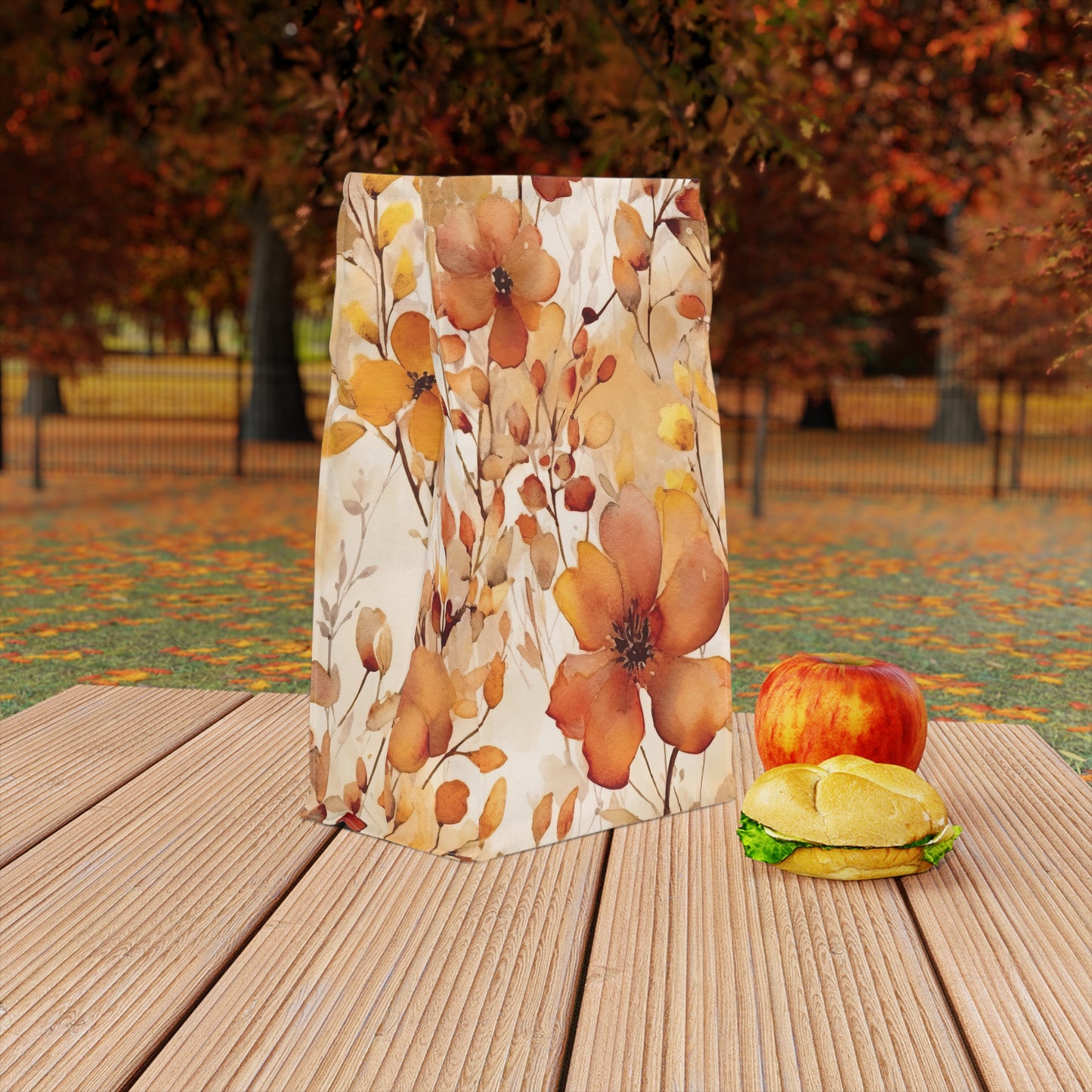 Fall  Lunch Bag / Fall Floral Lunch Tote