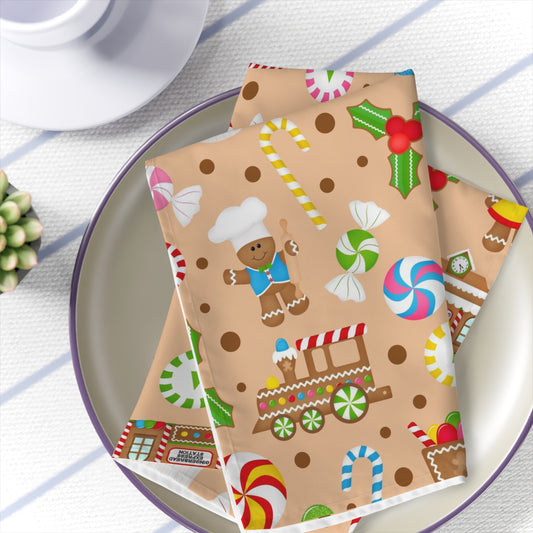 Christmas Gingerbread Napkins / Set of 4