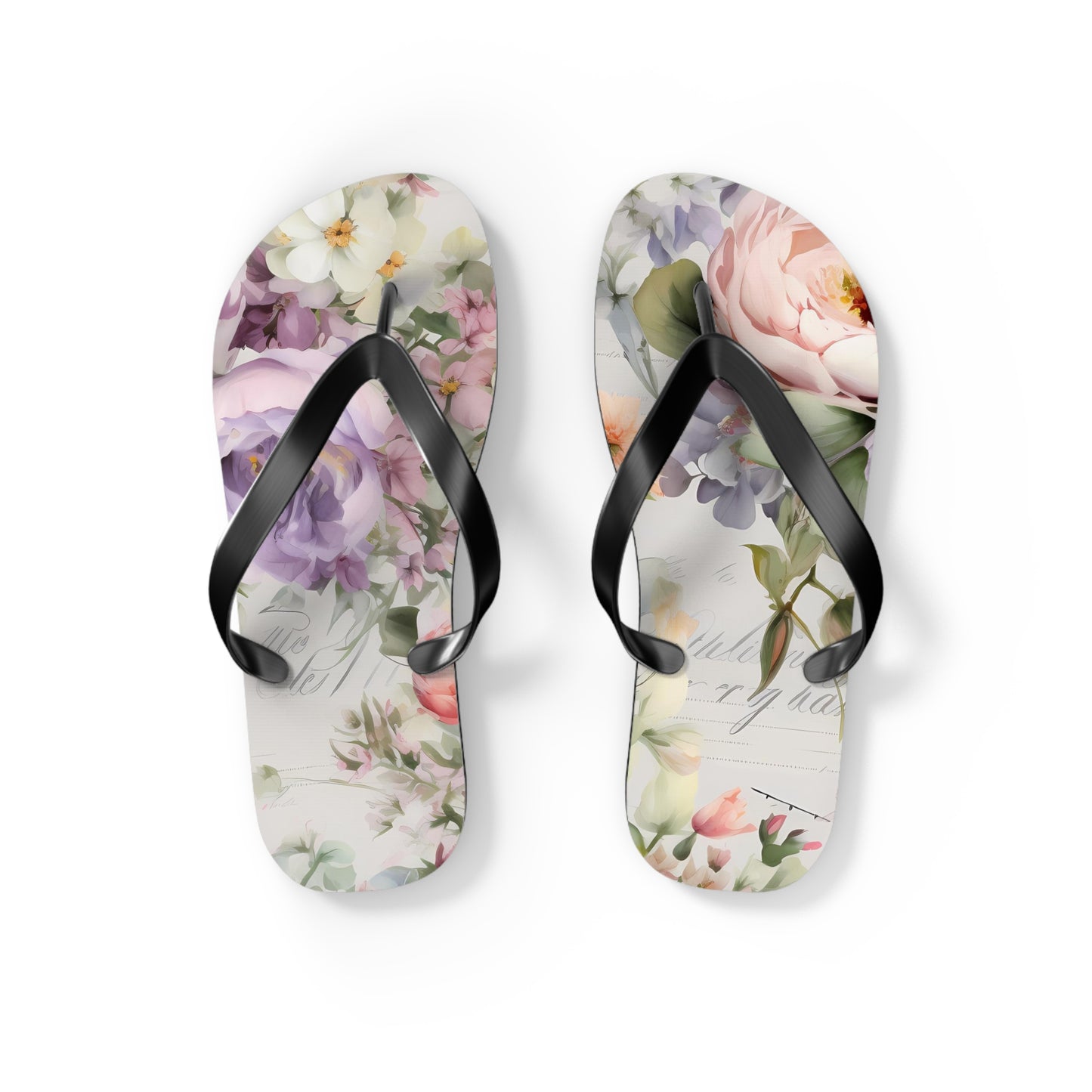 Women's Floral Flip Flops, Purple Peony Beach Flip Flops