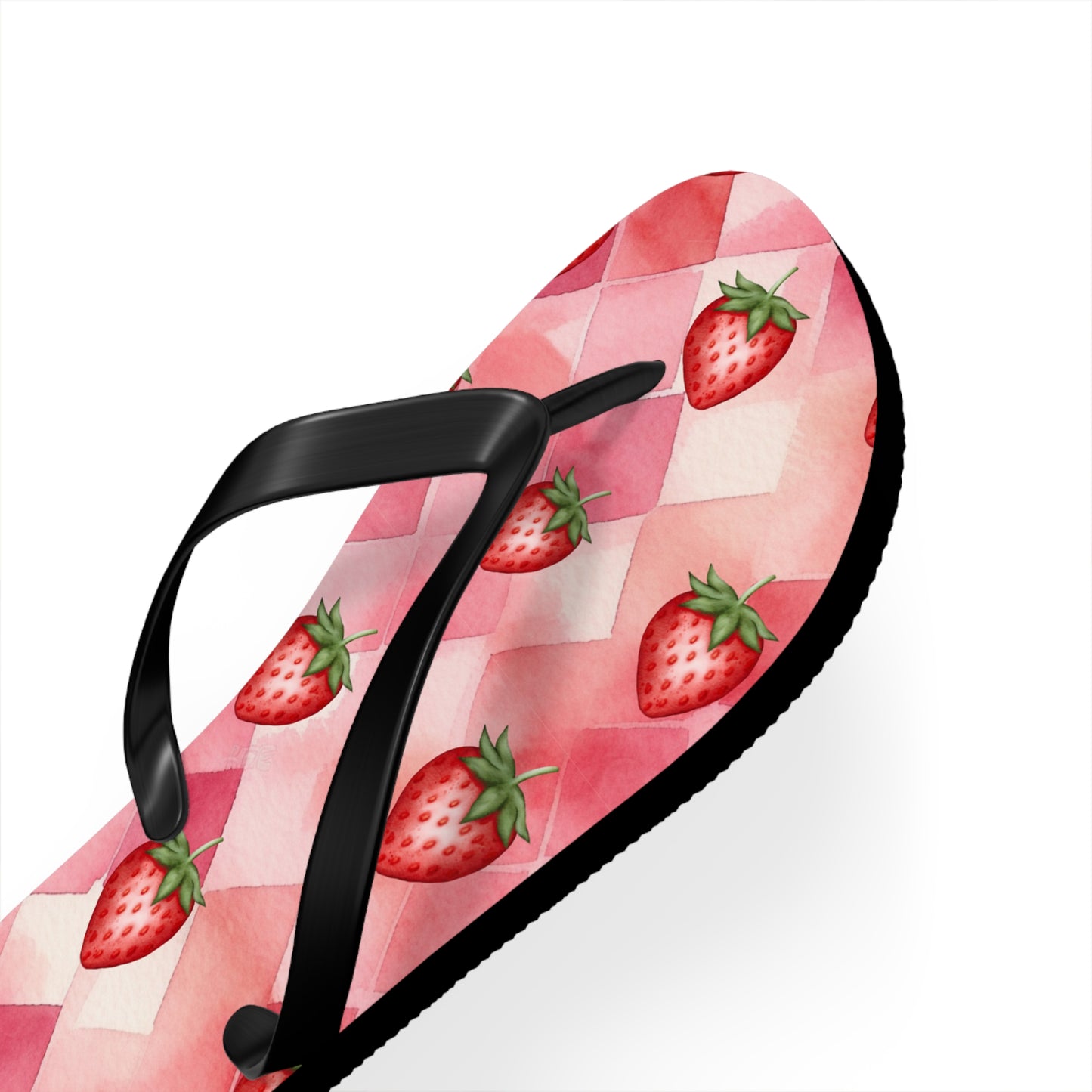 Pink Flip Flops / Watercolor Strawberry Print