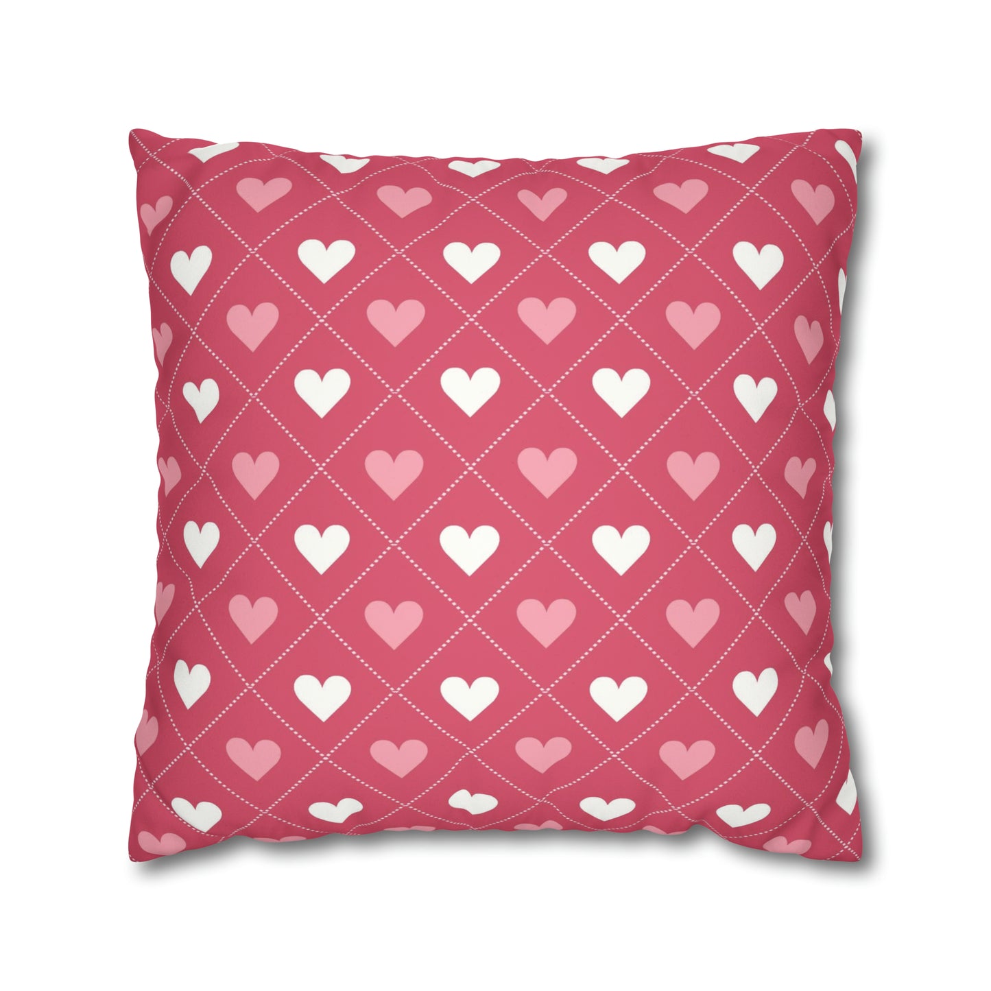 pink heart valentines day pillow case